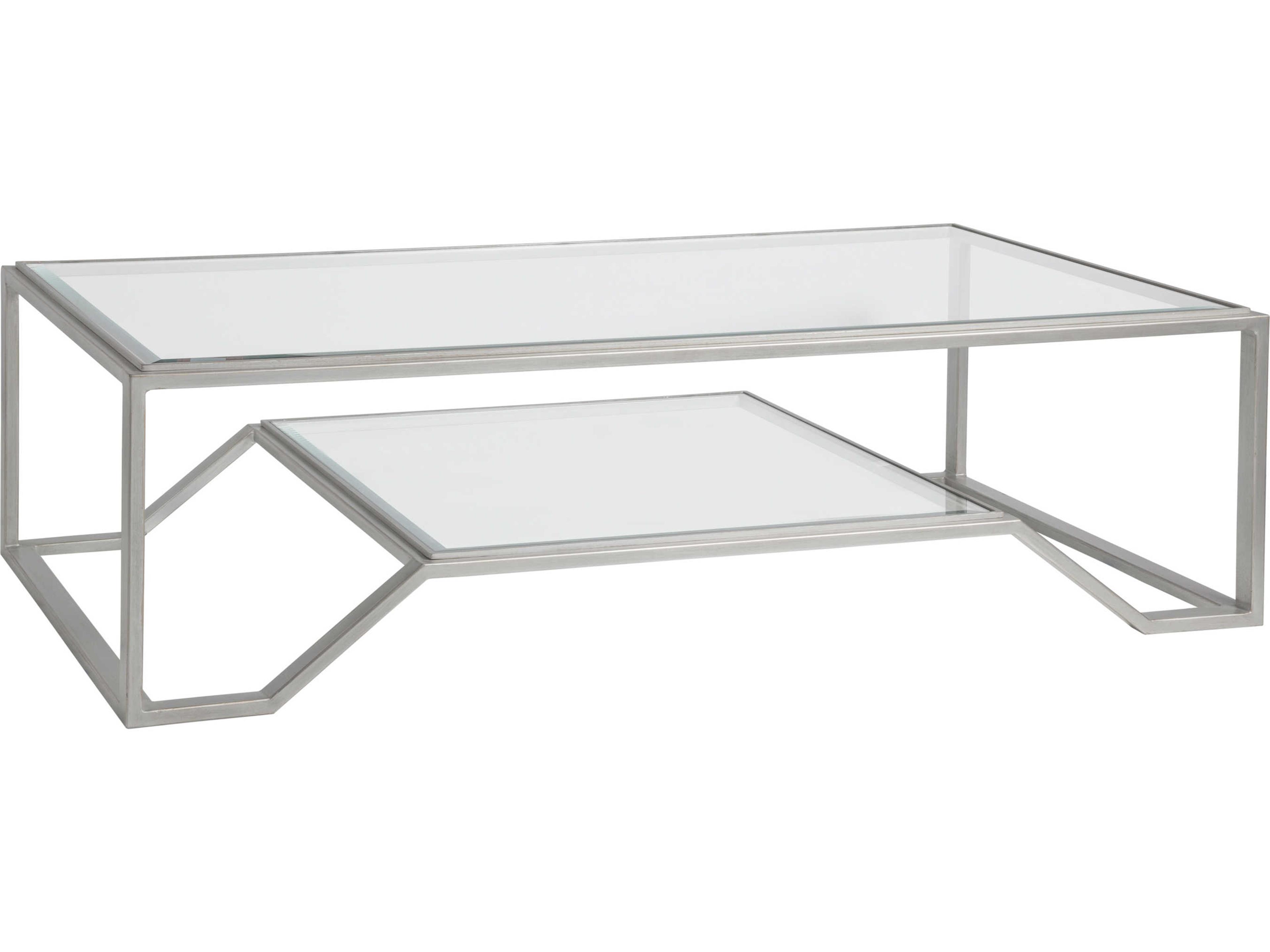 Artistica Metal Designs Byron Rectangular Glass Argento Cocktail Table