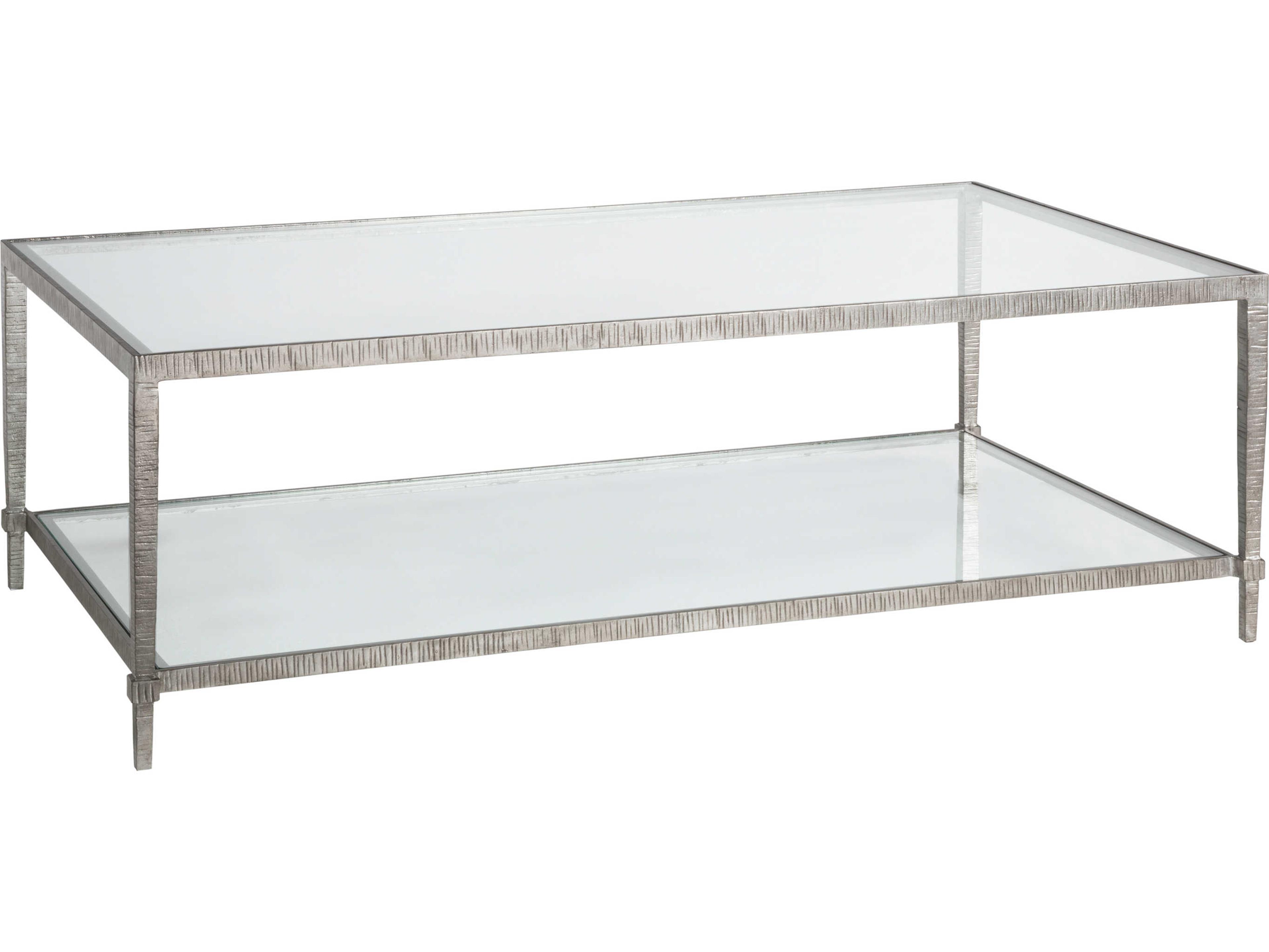 Artistica Metal Designs Claret Rectangular Glass Silver Leaf Cocktail Table
