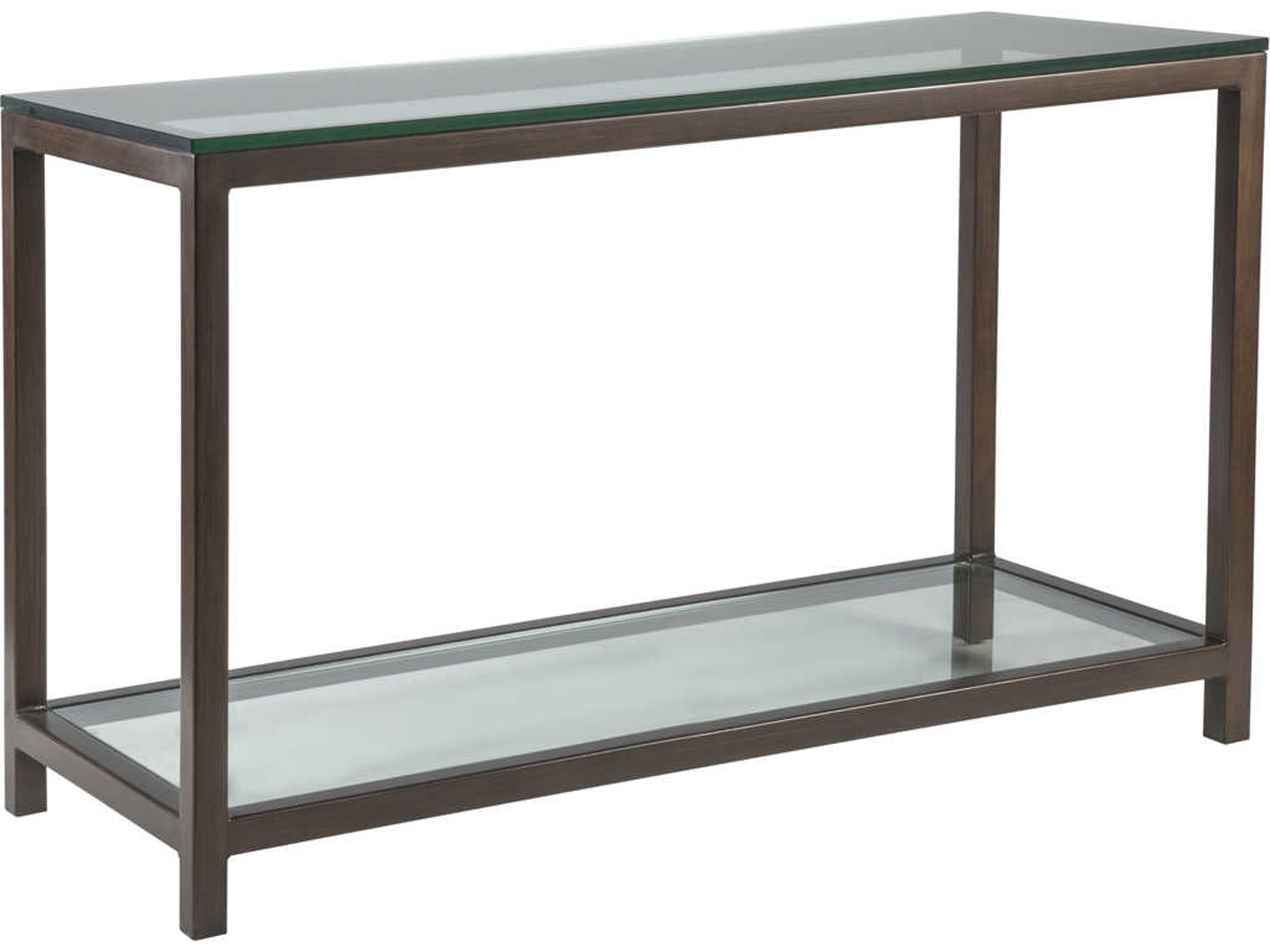 Artistica Metal Designs Per Se Rectangular Glass Antique Copper Console Table