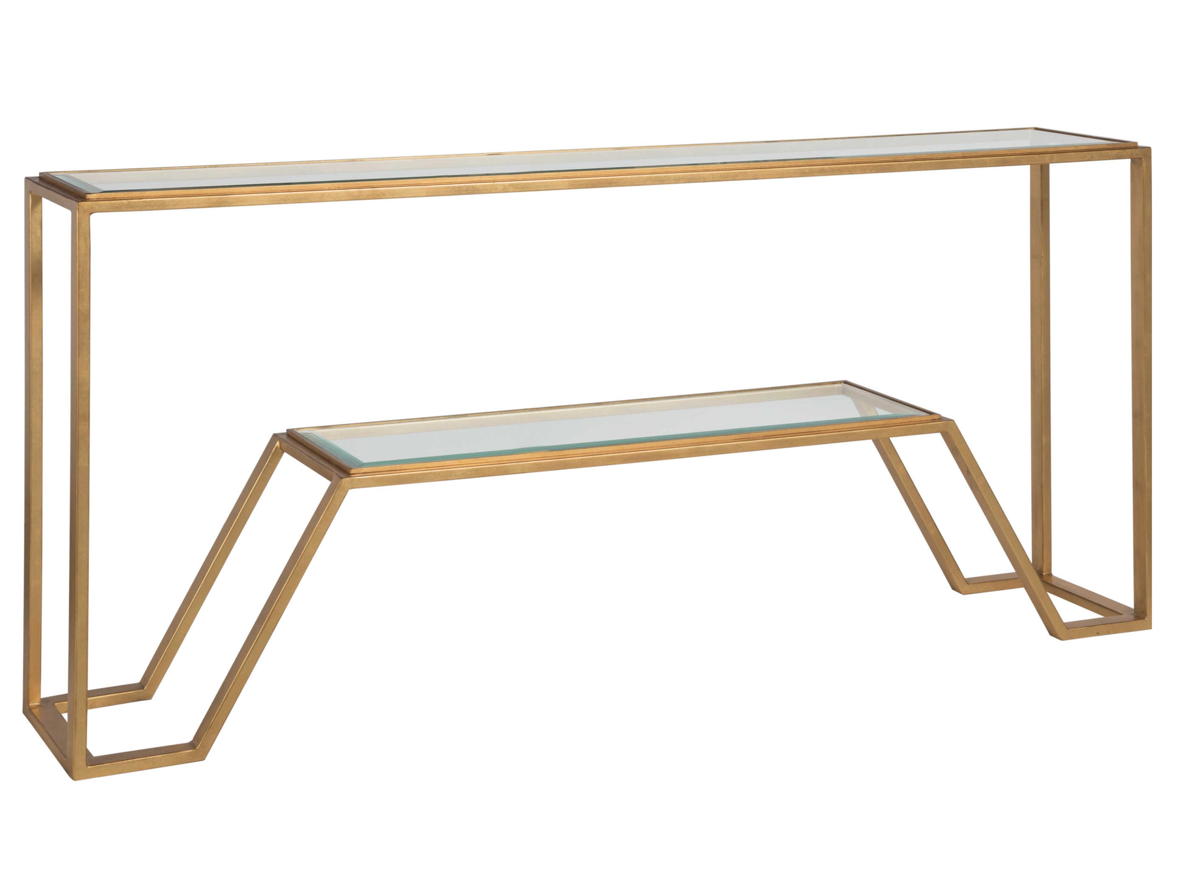 Artistica Metal Designs Byron Rectangular Glass Gold Leaf Console Table