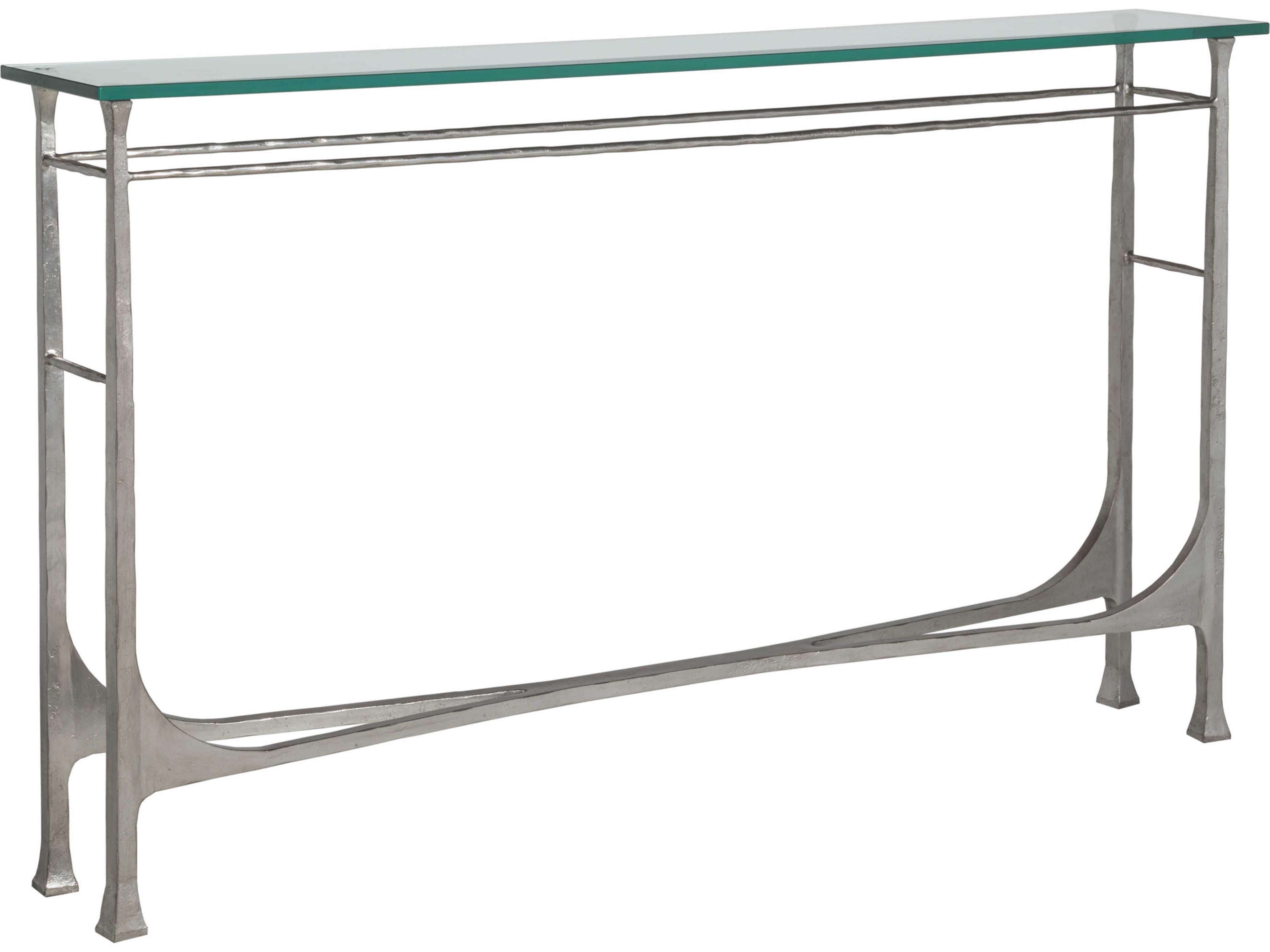 Artistica Metal Designs Bruno Rectangular Glass Silver Leaf Console Table