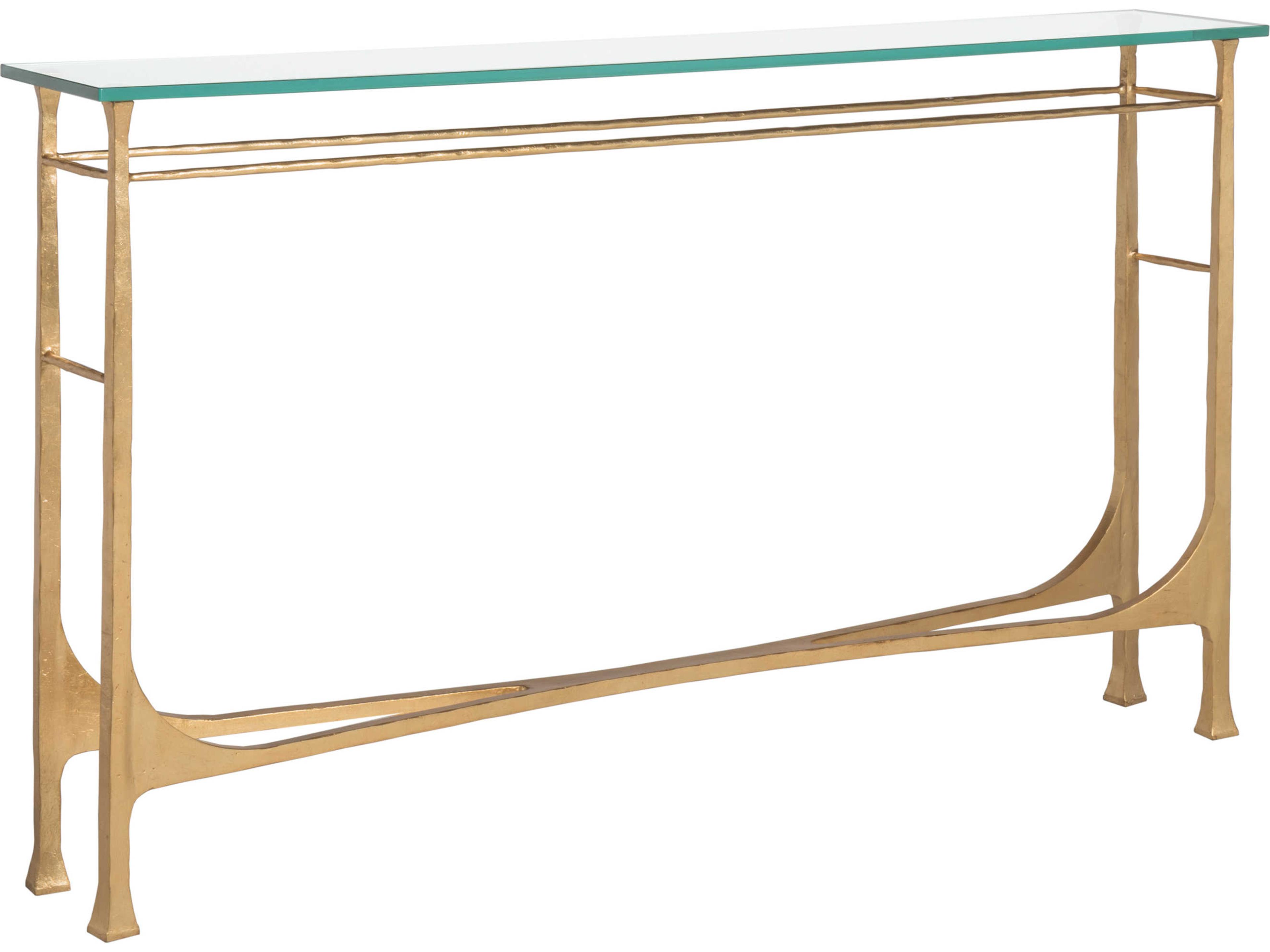 Artistica Metal Designs Bruno Rectangular Glass Gold Leaf Console Table