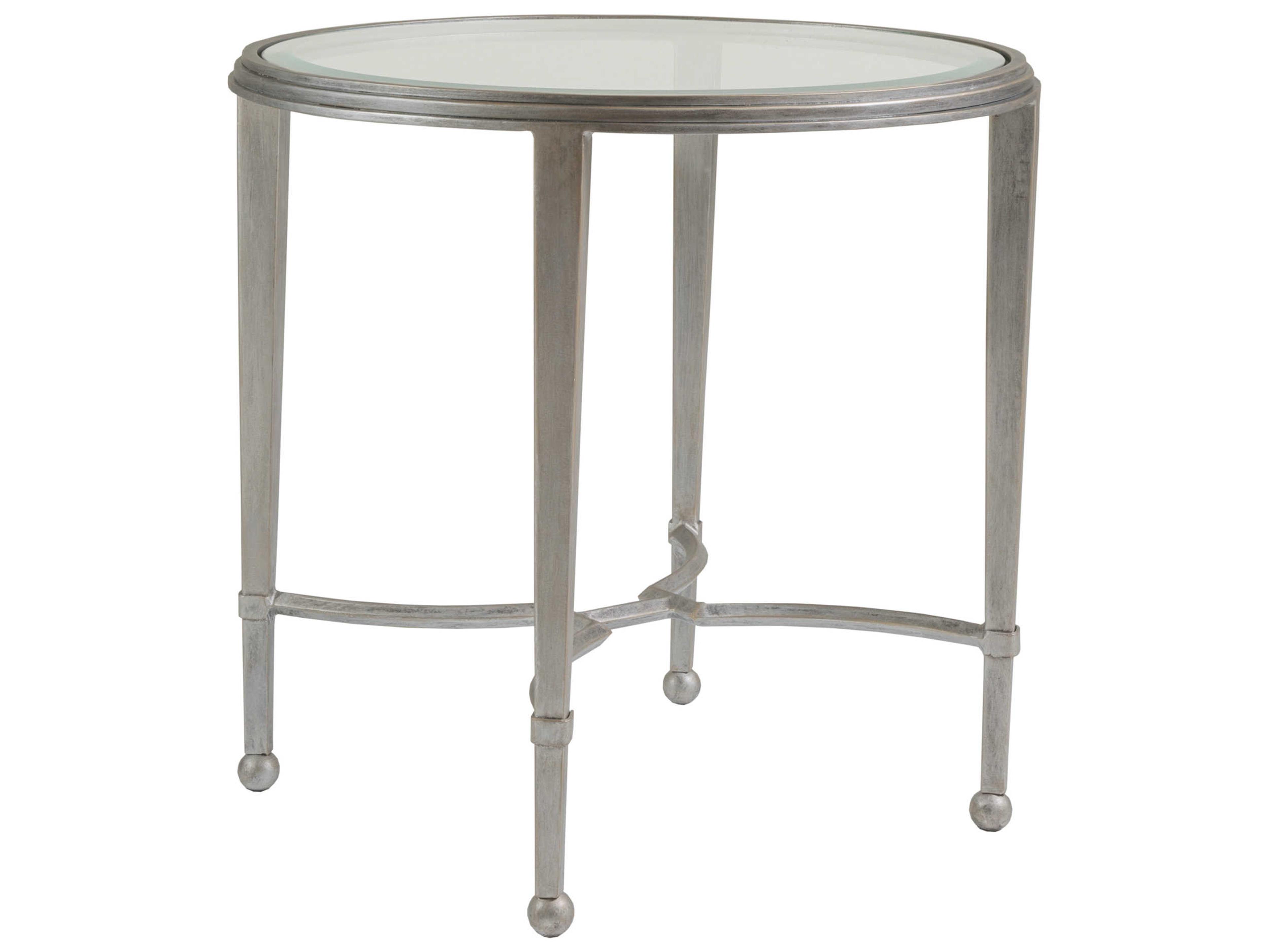 Artistica Metal Designs Sangiovese Round Glass Argento End Table