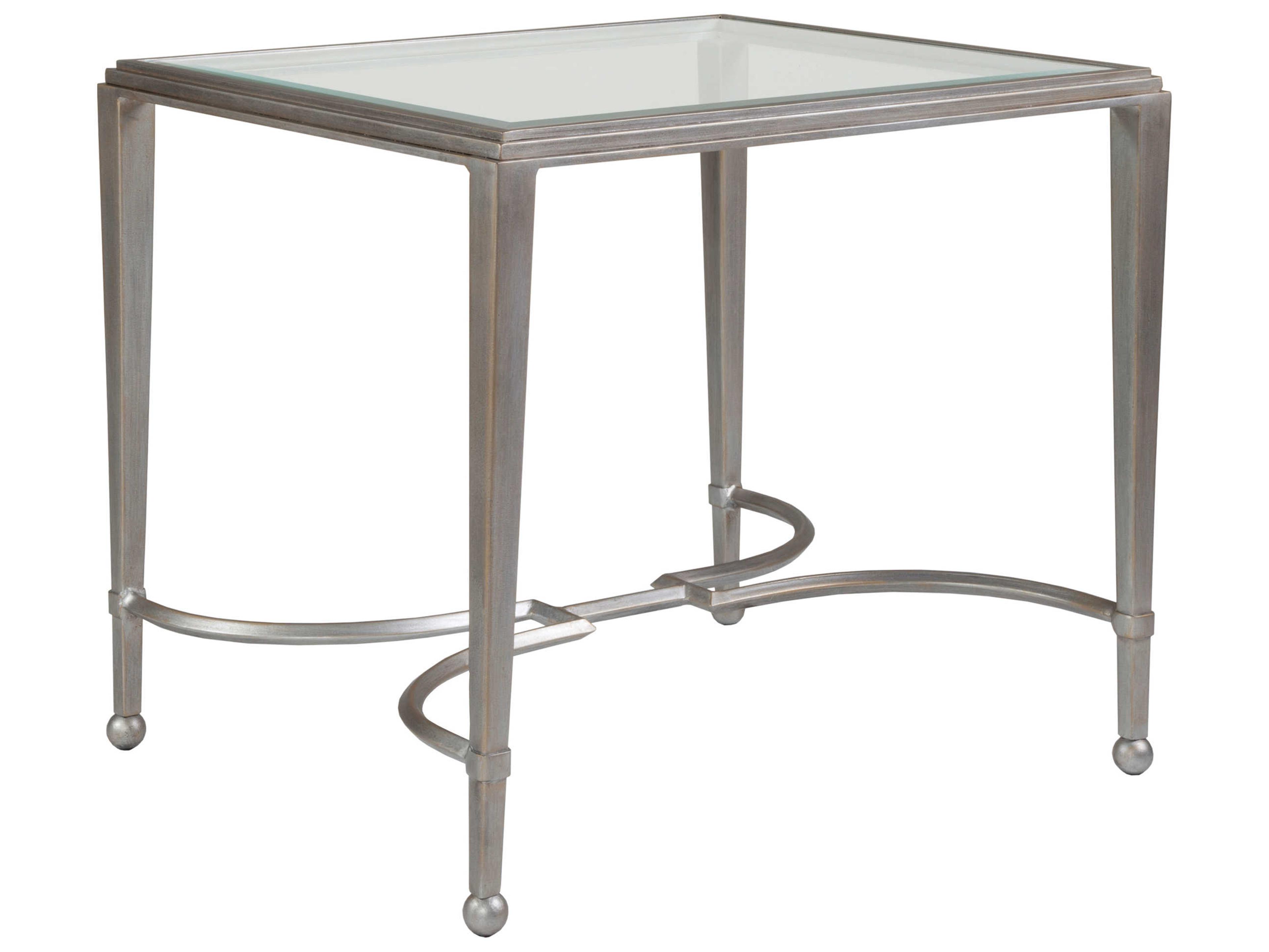 Artistica Metal Designs Sangiovese Rectangular Glass Argento End Table