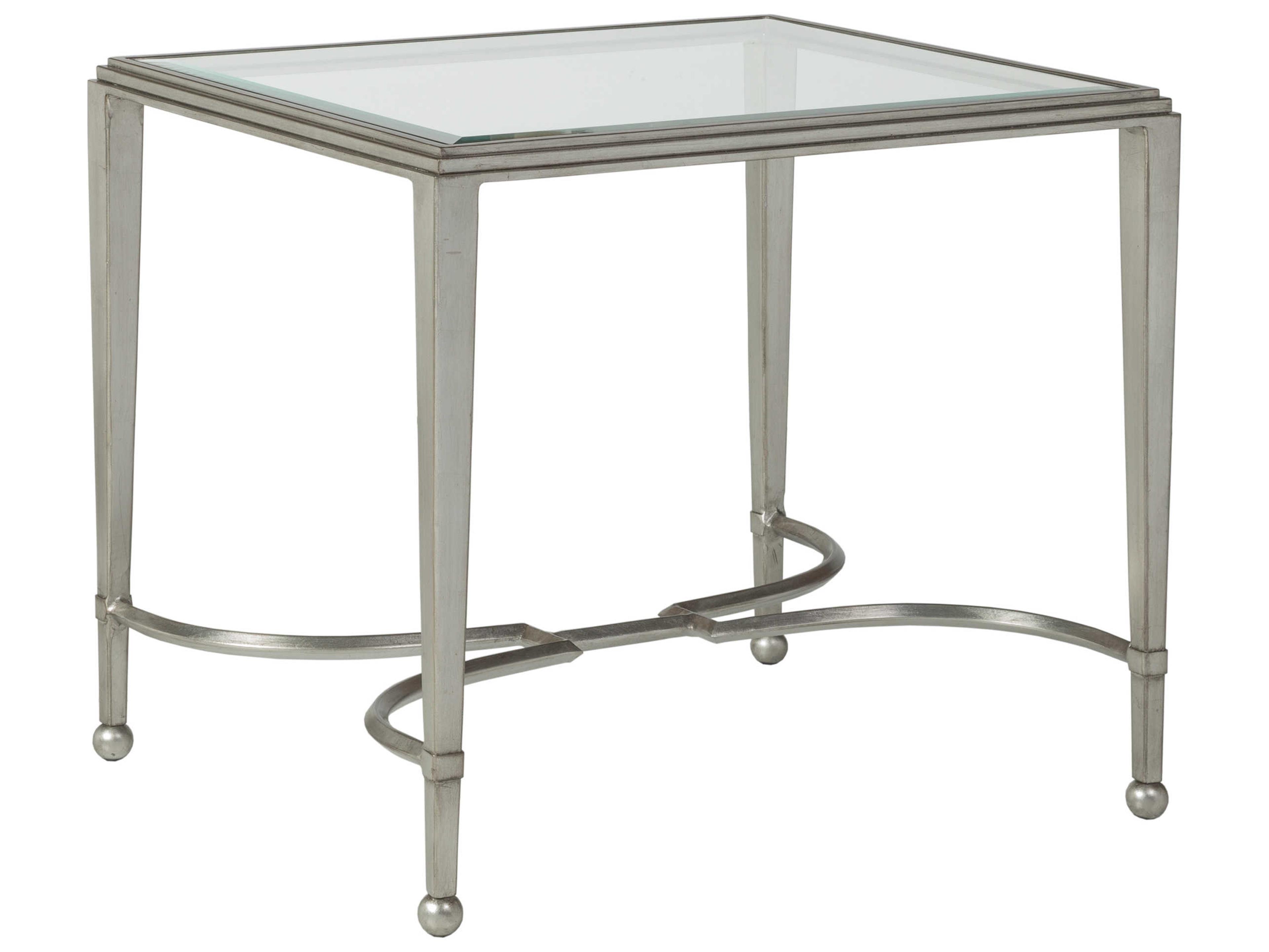 Artistica Metal Designs Sangiovese Rectangular Glass Antique Silver Leaf End Table