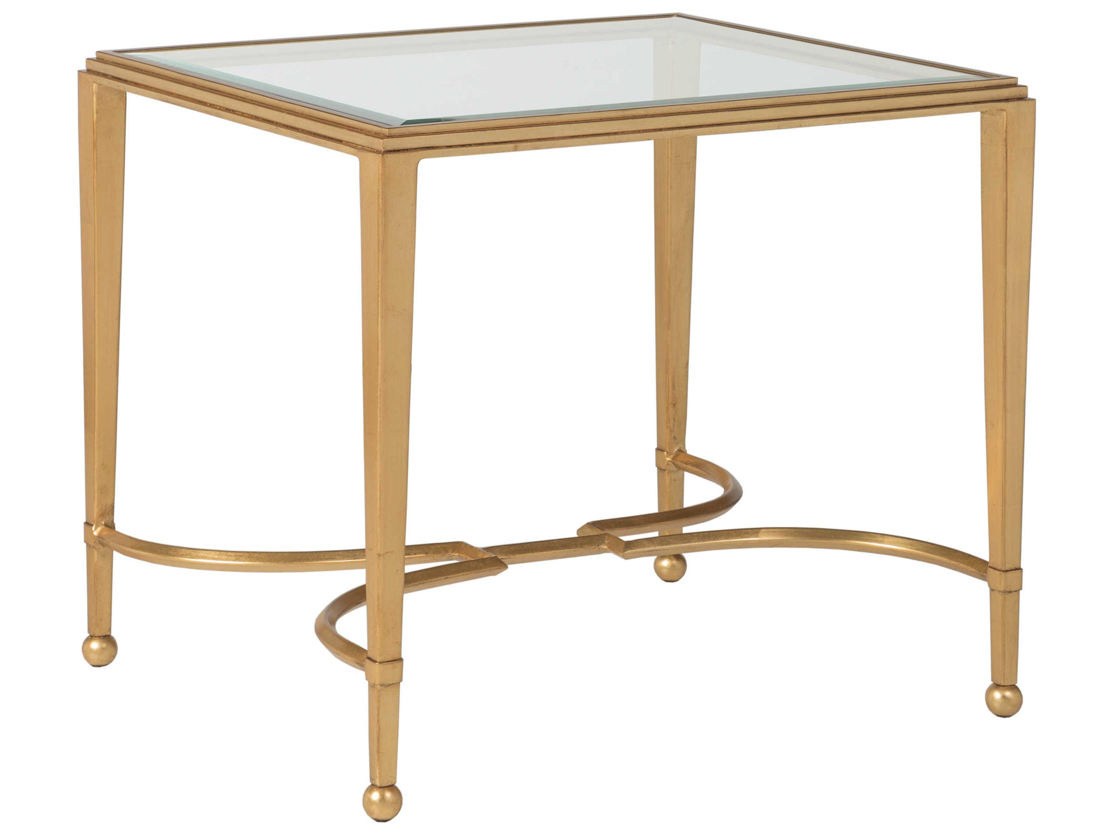 Artistica Metal Designs Sangiovese Rectangular Glass Antique Gold Leaf End Table