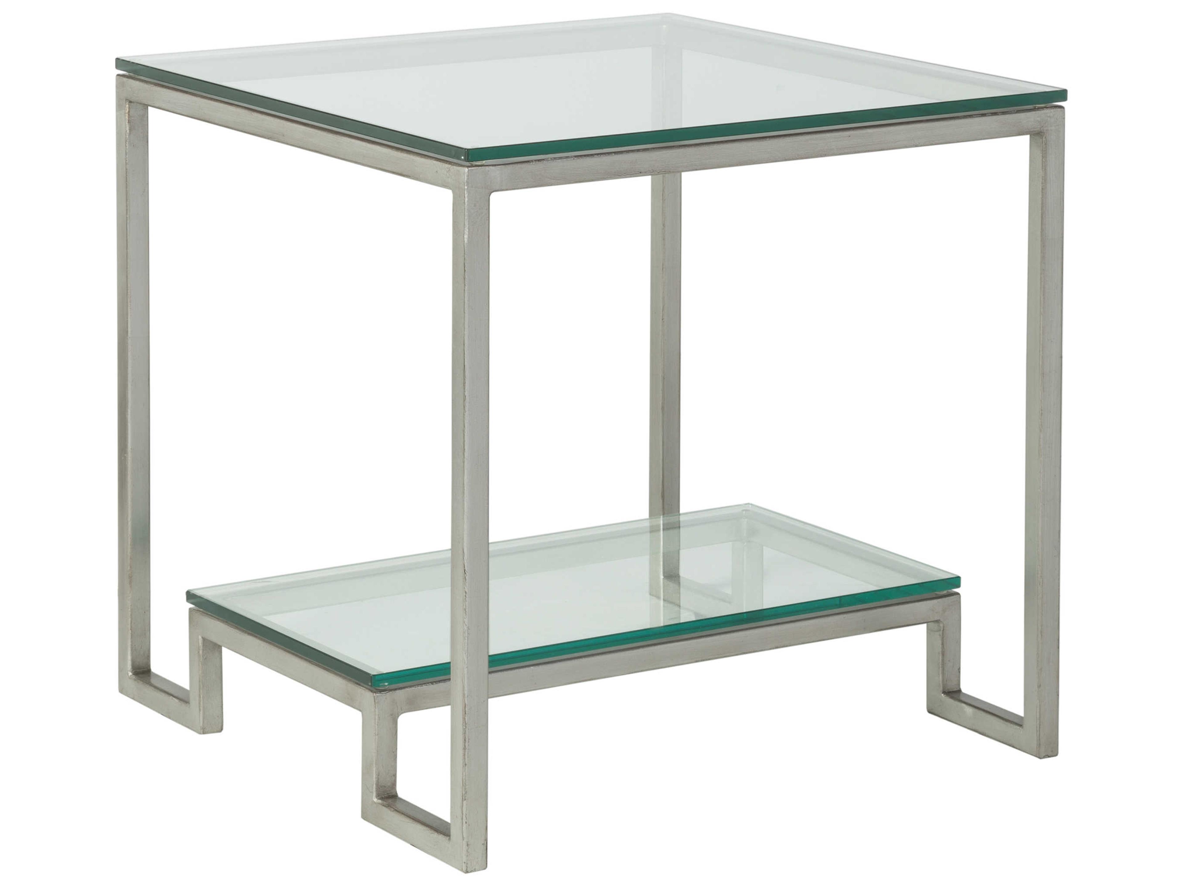 Artistica Metal Designs Bonaire Square Glass Antique Silver Leaf End Table