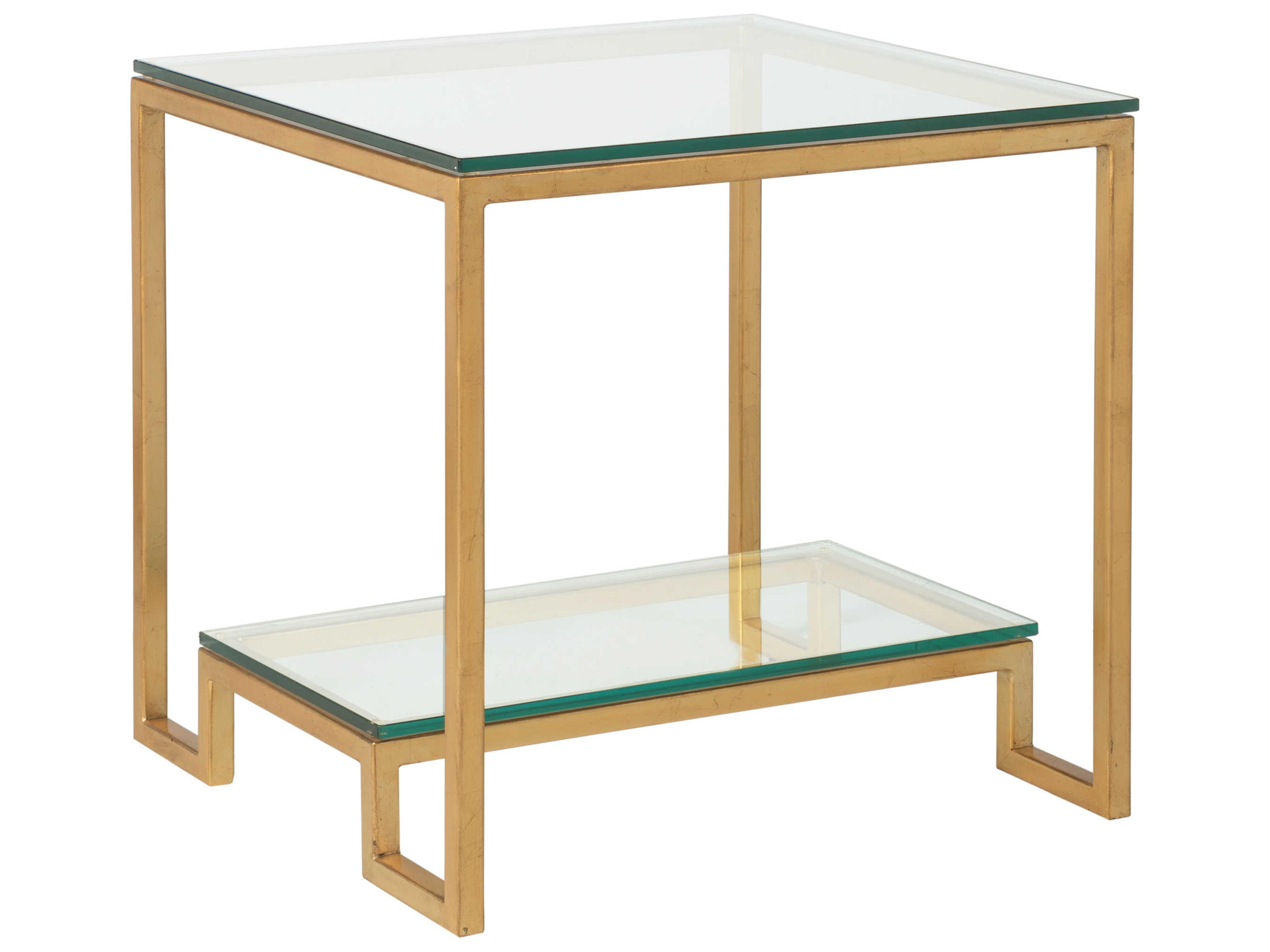 Artistica Metal Designs Bonaire Square Glass Antique Gold Leaf End Table