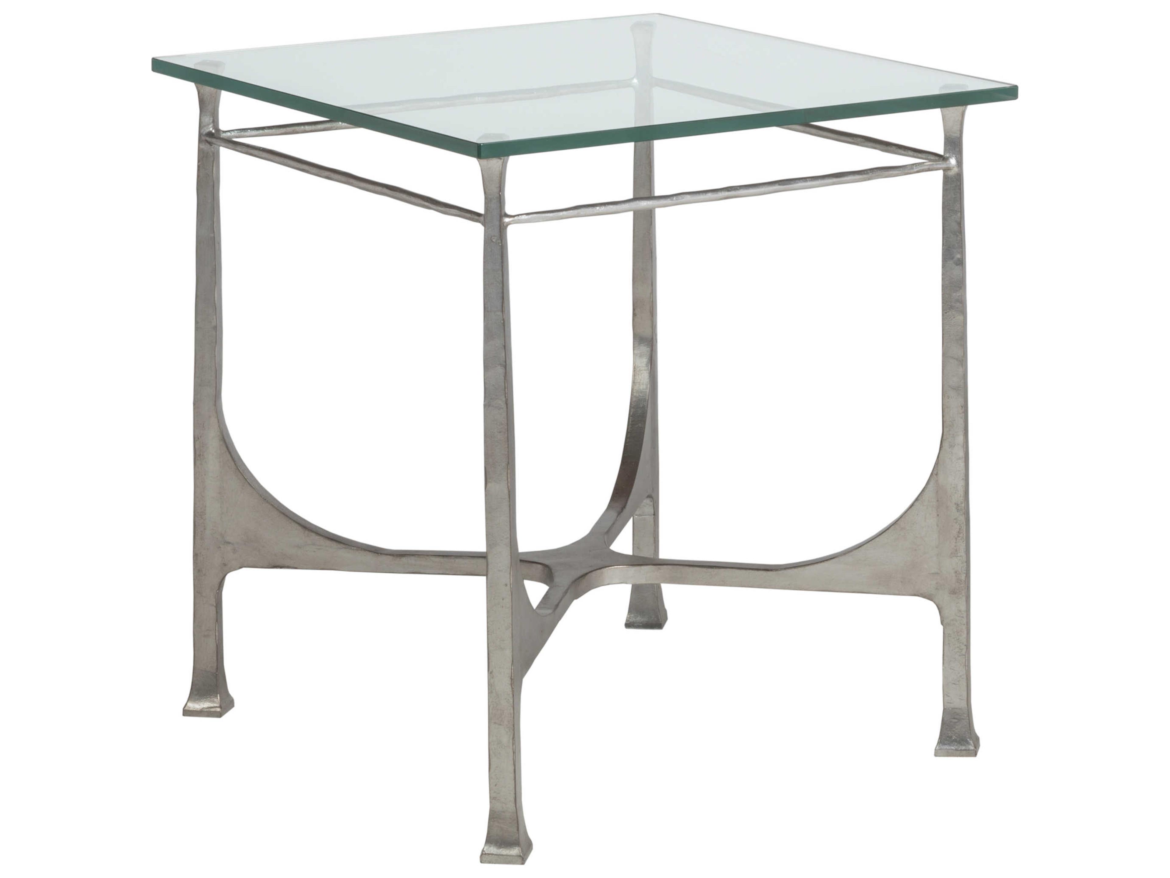 Artistica Metal Designs Bruno Square Glass Silver Leaf End Table