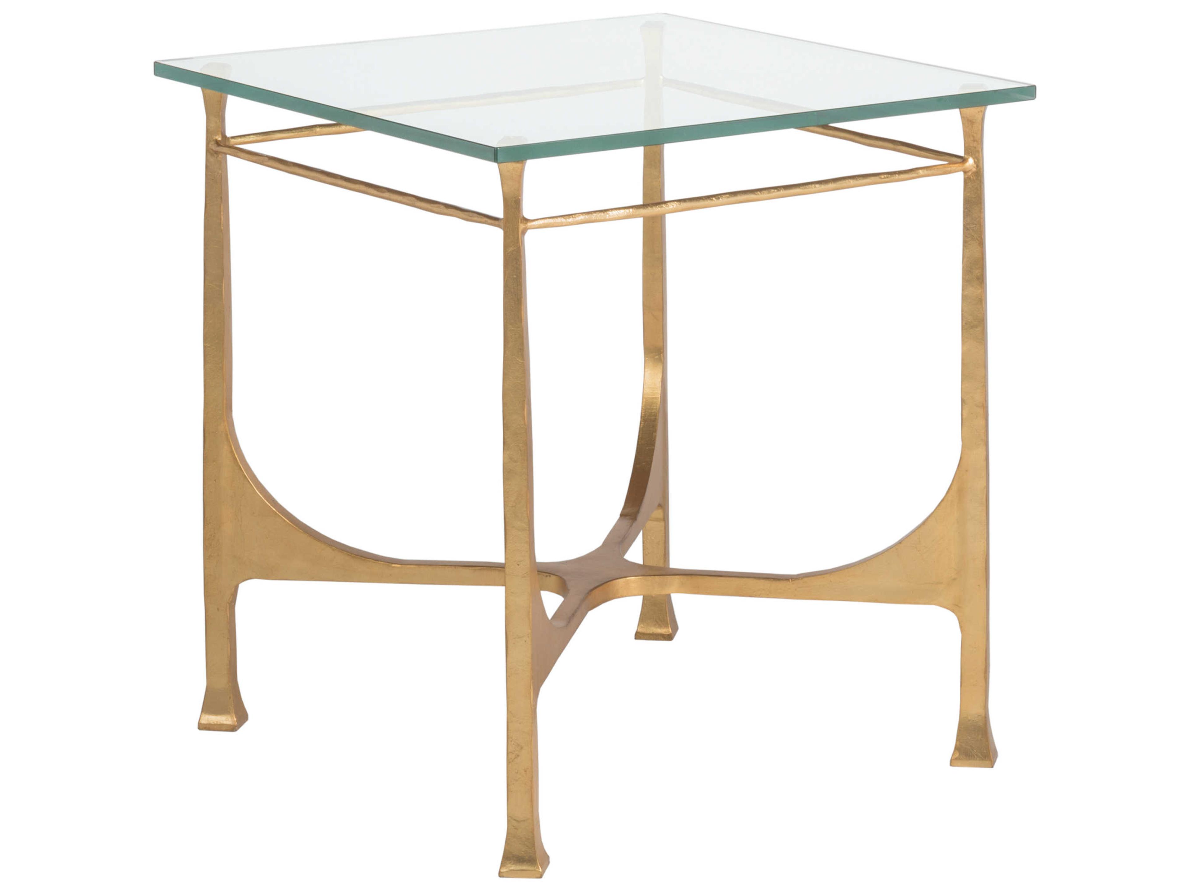 Artistica Metal Designs Bruno Square Glass Gold Leaf End Table
