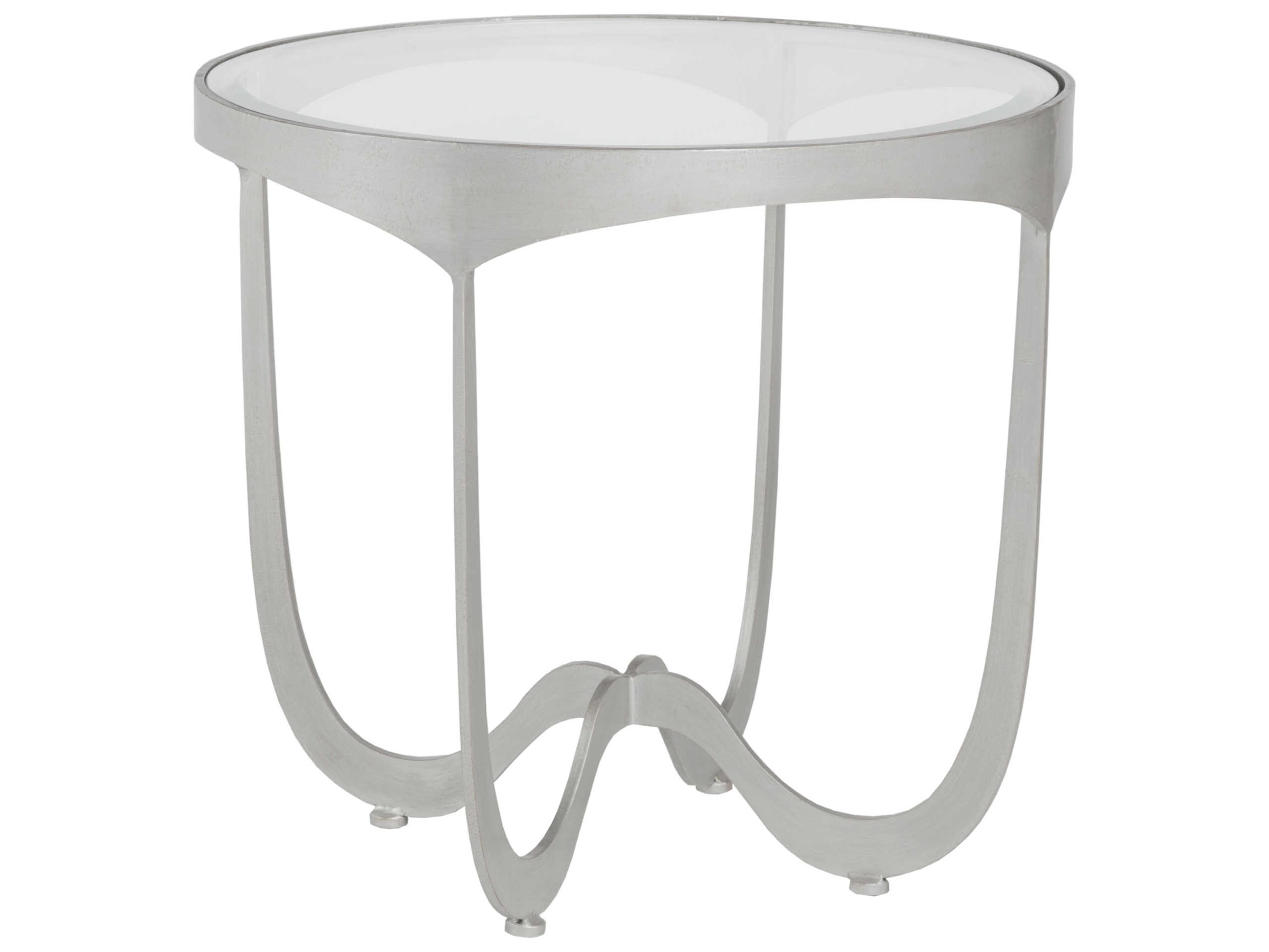 Artistica Metal Designs Sophie Round Glass Argento End Table