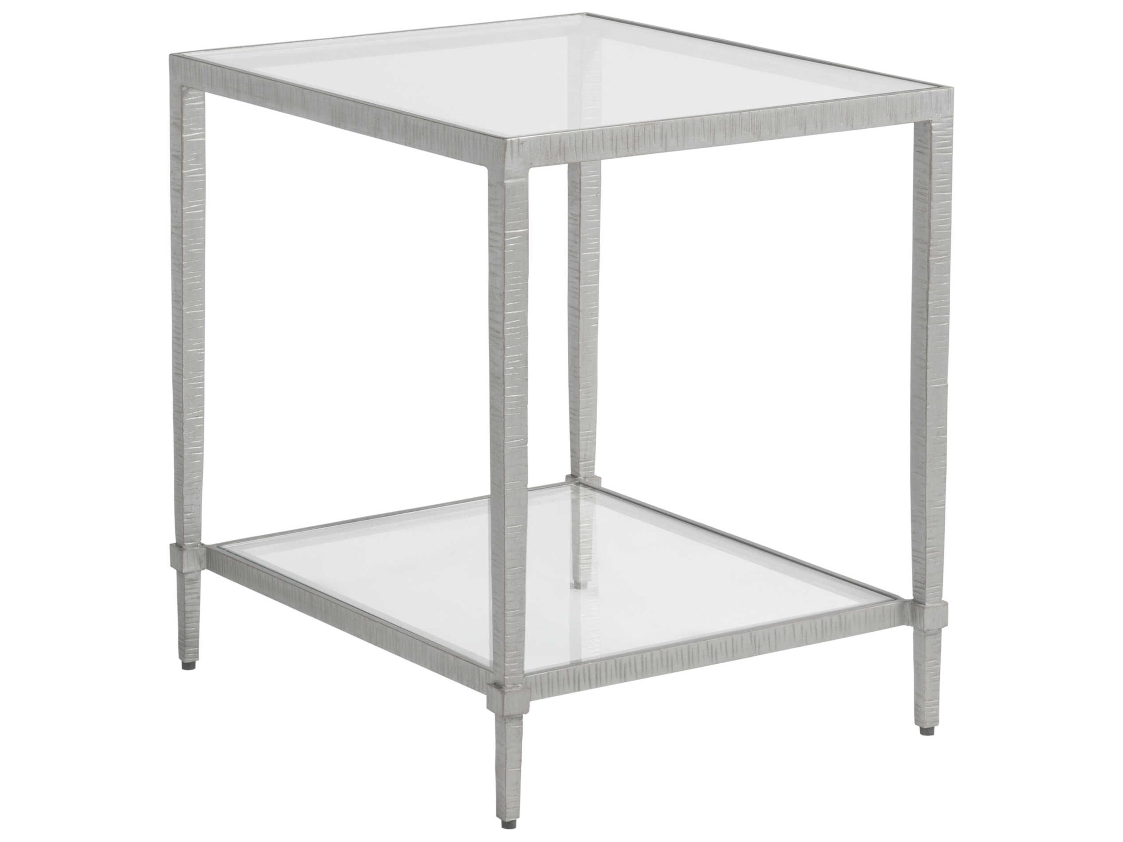 Artistica Metal Designs Claret Rectangular Glass Argento End Table