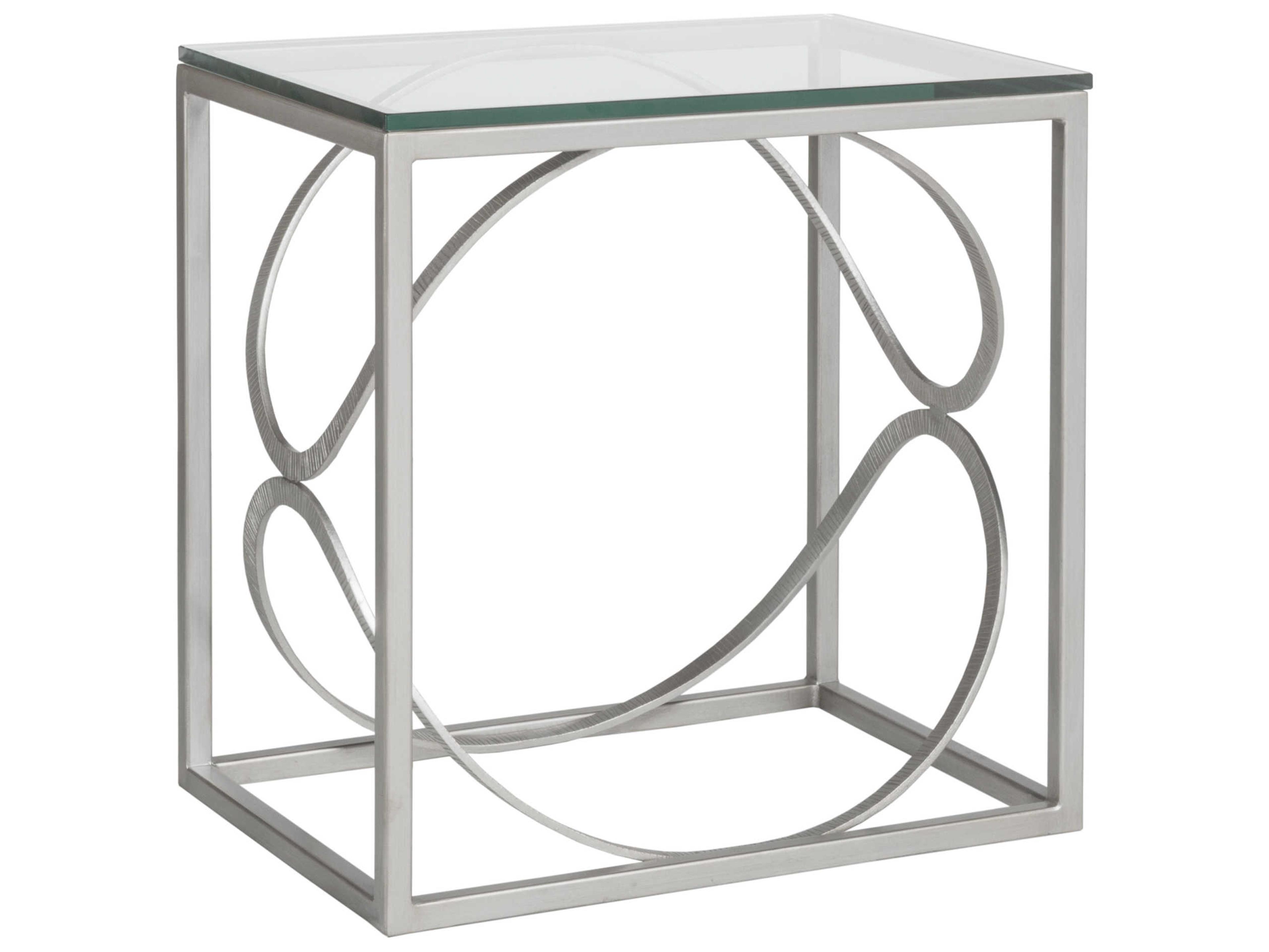 Artistica Metal Designs Ellipse Rectangular Glass Argento End Table