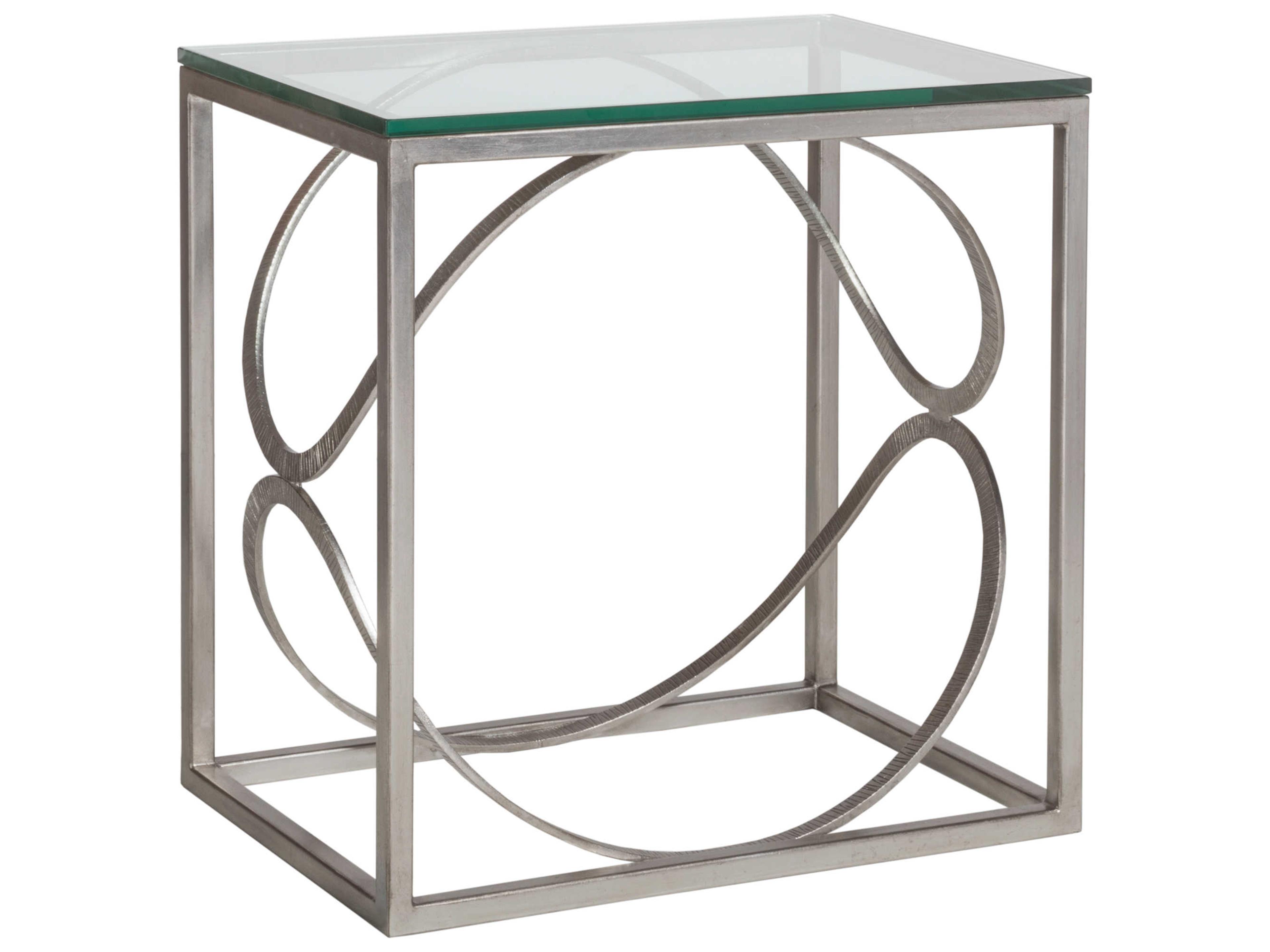 Artistica Metal Designs Ellipse Rectangular Glass Silver Leaf End Table