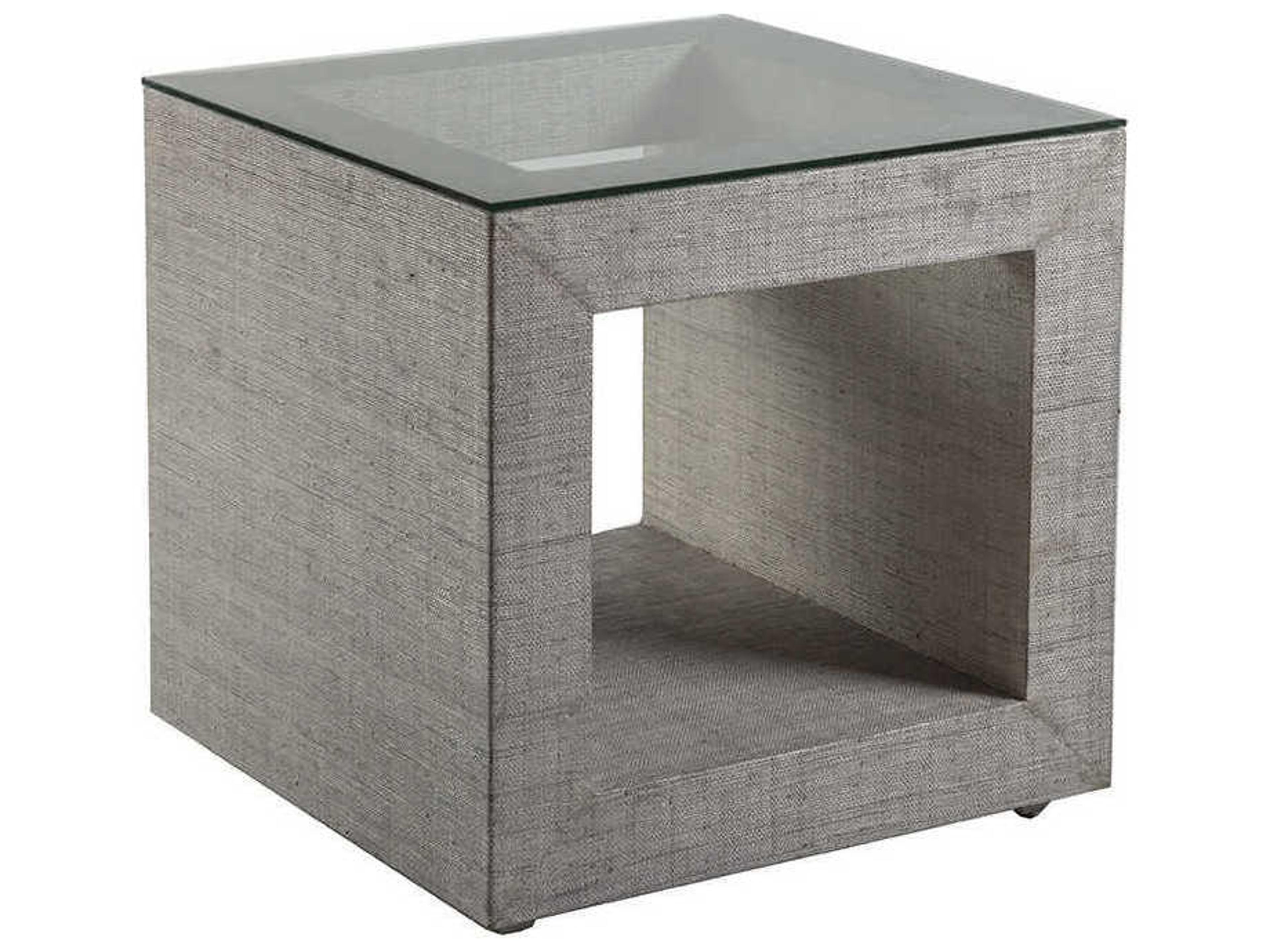 Artistica Precept Square Glass Light Gray End Table