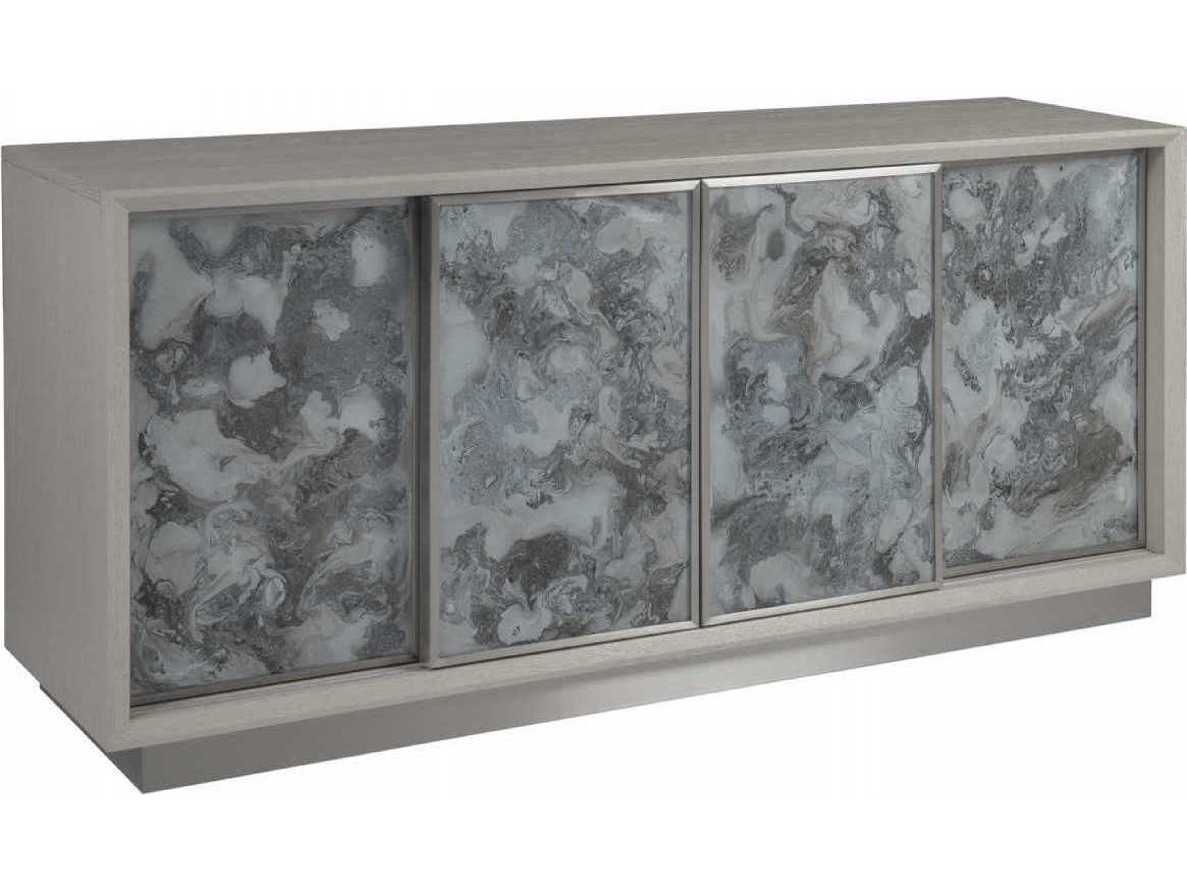Artistica Signature Designs Metaphor 68" Sandblasted Eglomise Brushed Stainless Steel Media Console