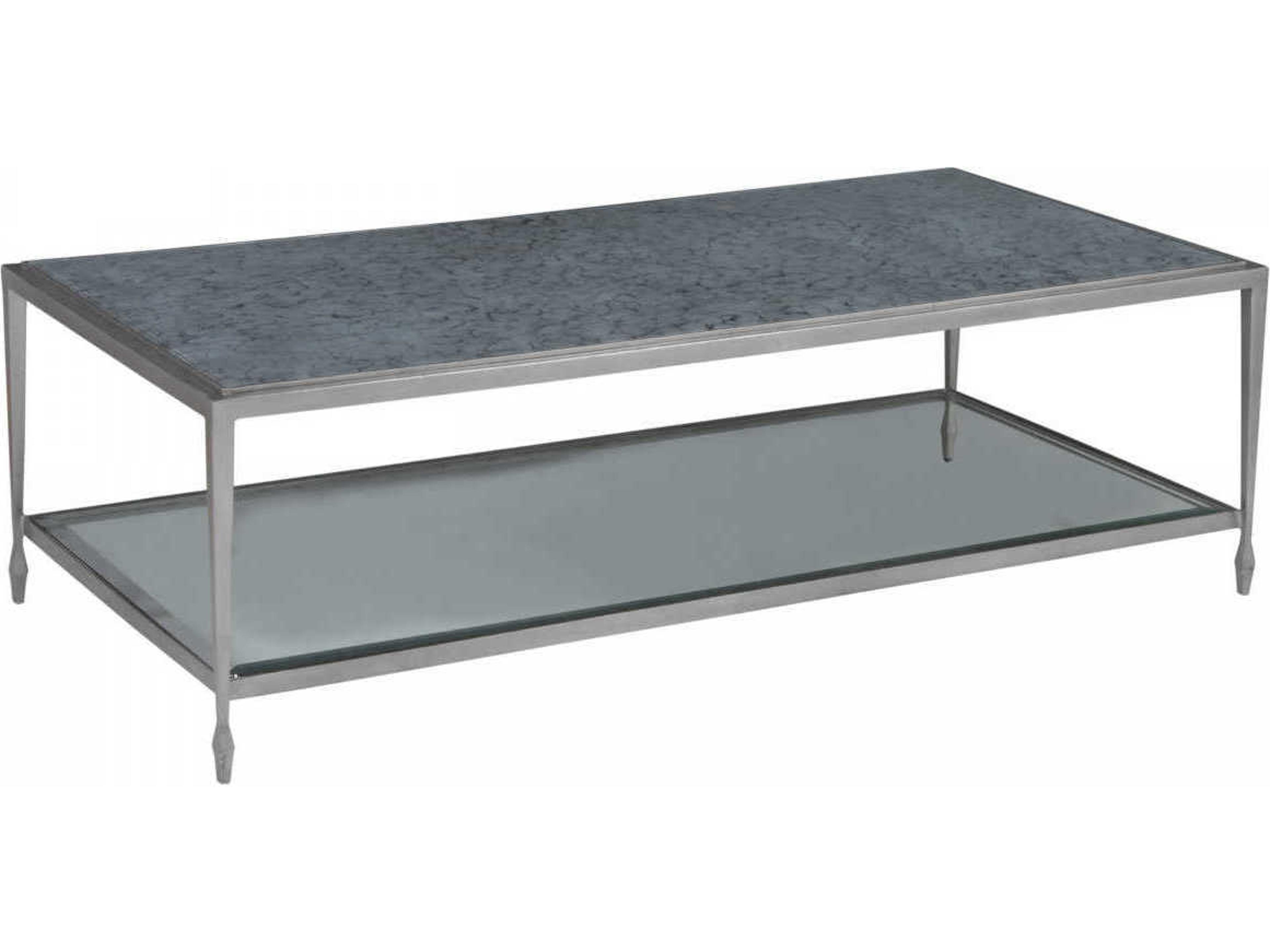 Artistica Signature Designs Sashay Silver Rectangular Eglomise Glass Antiqued Leaf Cocktail Table