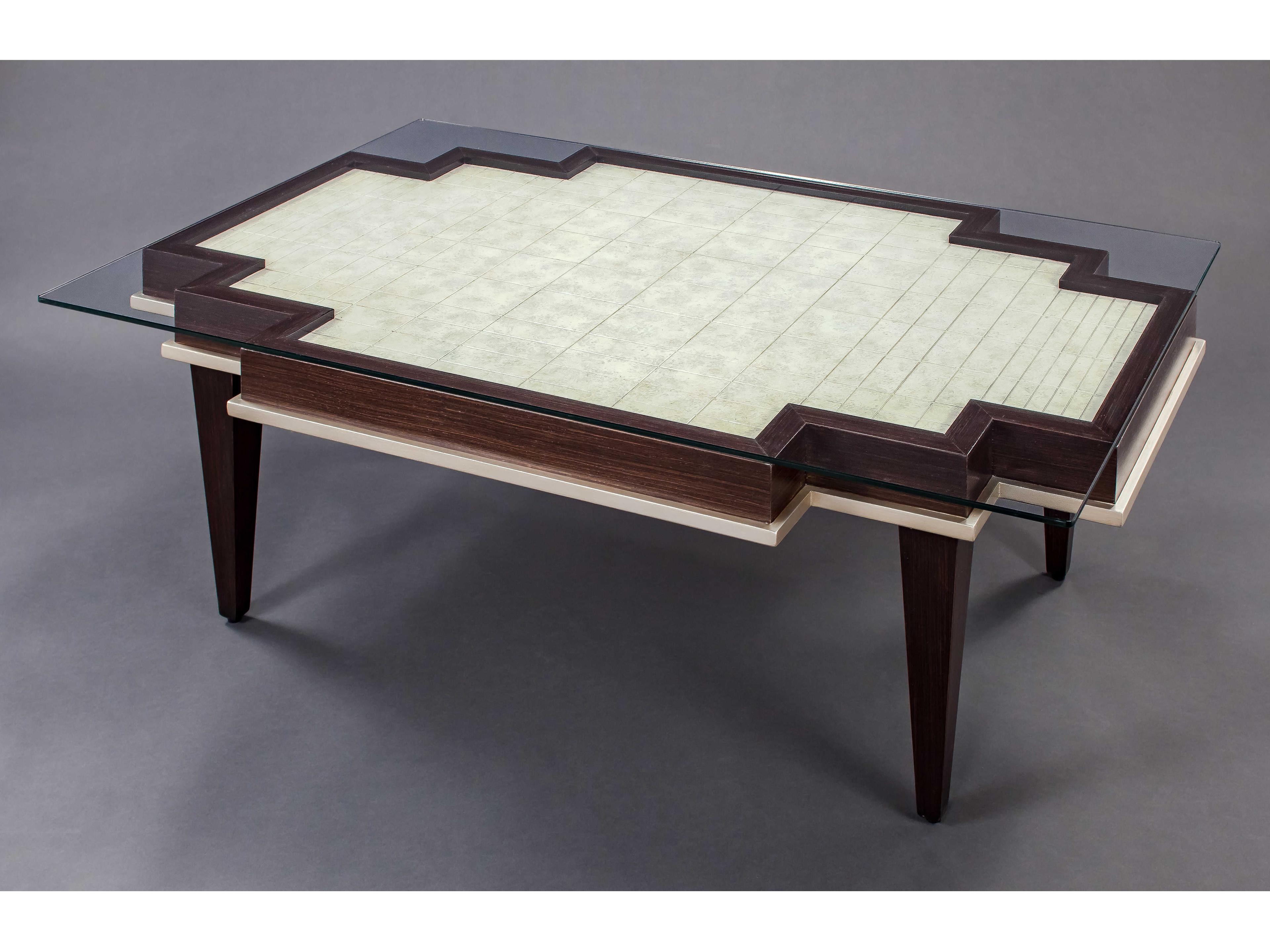 Artmax 58" Rectangular Glass Tobacco Coffee Table