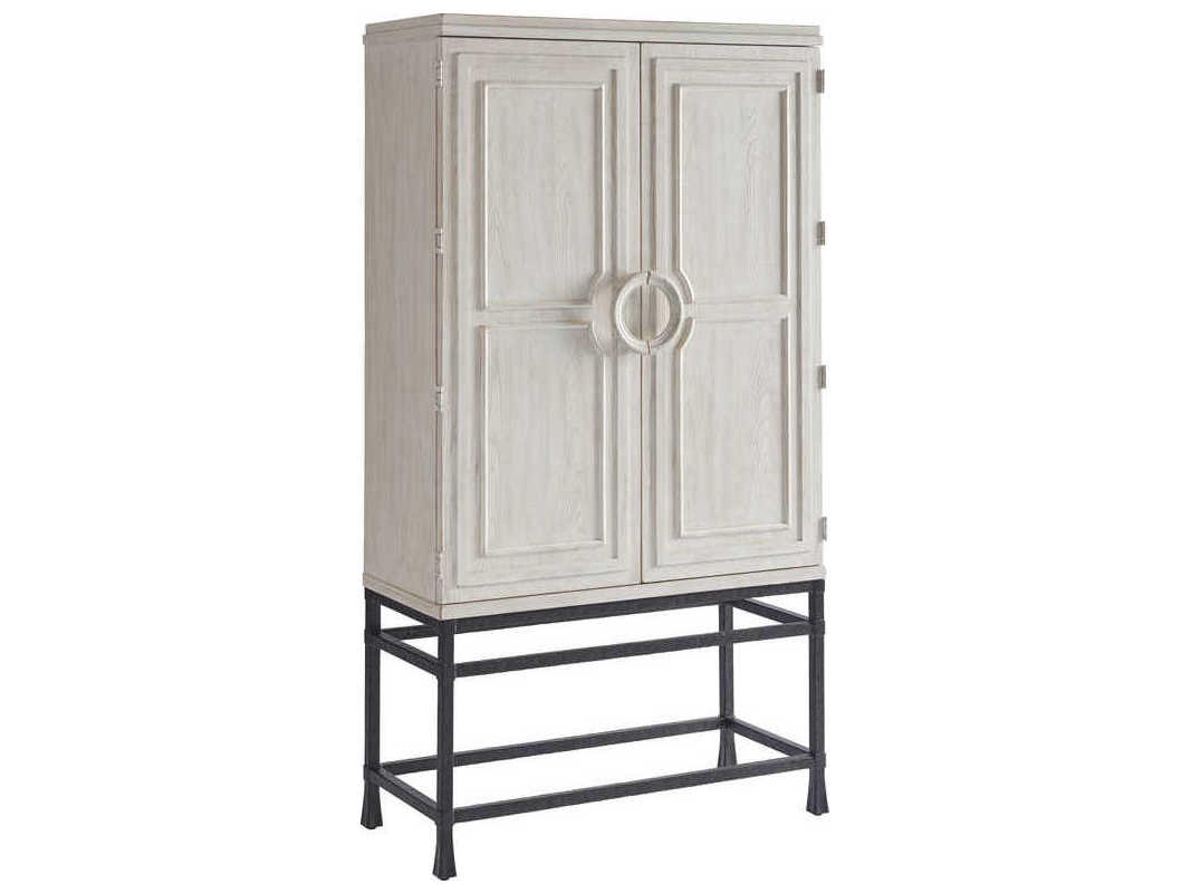 Barclay Butera Newport Jade White Sailcloth Bar Cabinet