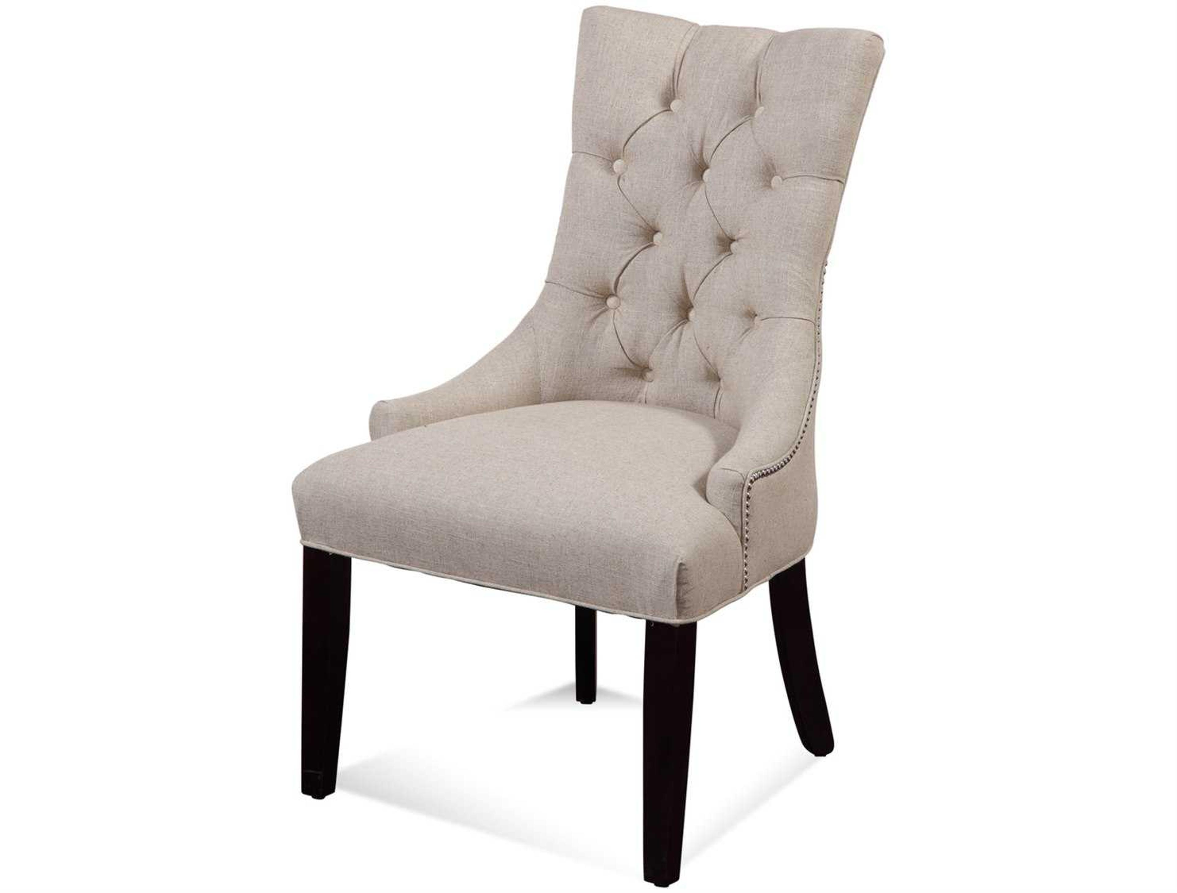 Bassett Mirror Belgian Modern Tufted Natural Upholstered Side Dining