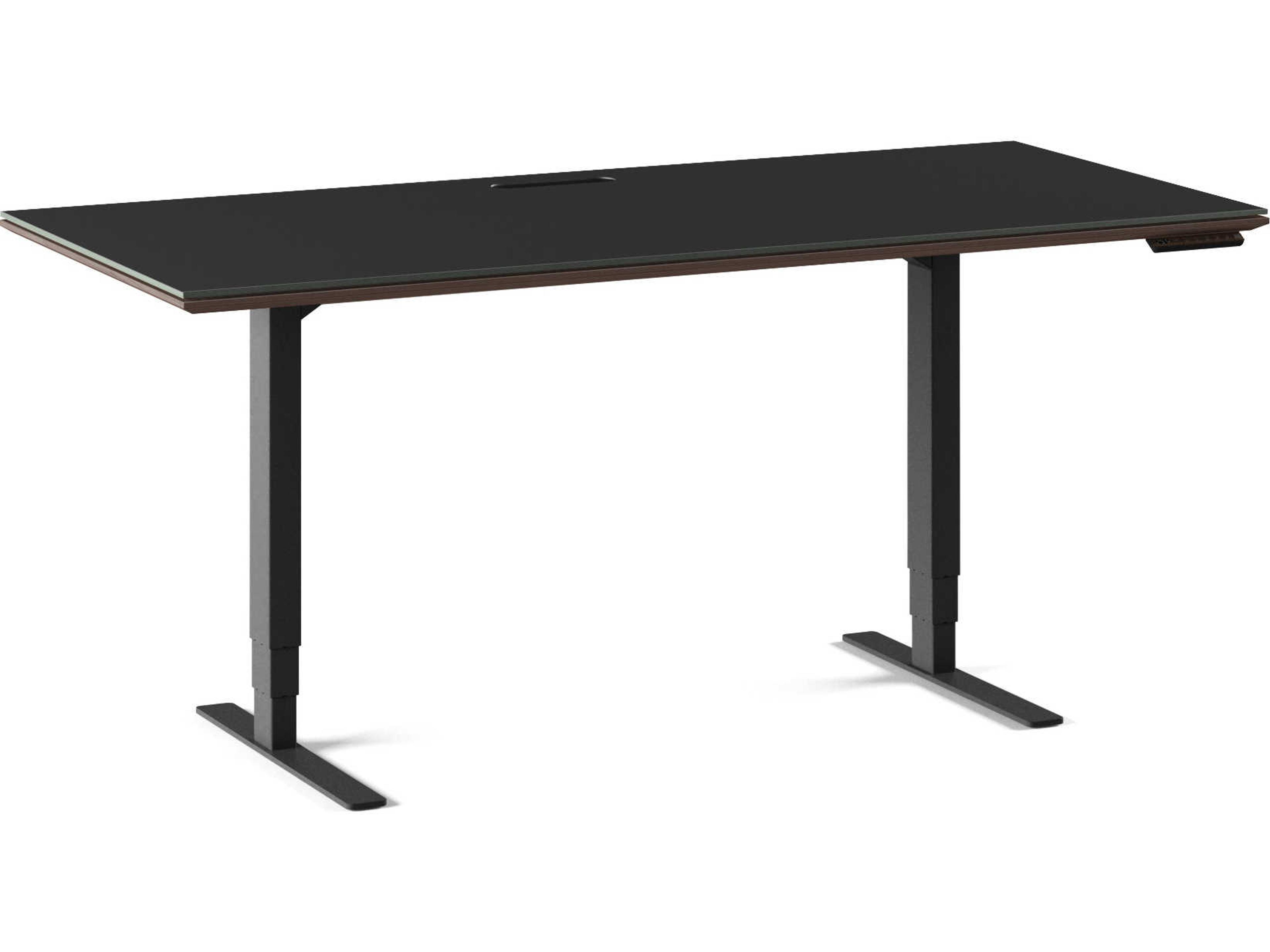 BDI Sequel Black Charcoal Stained Ash Wood Computer Desk