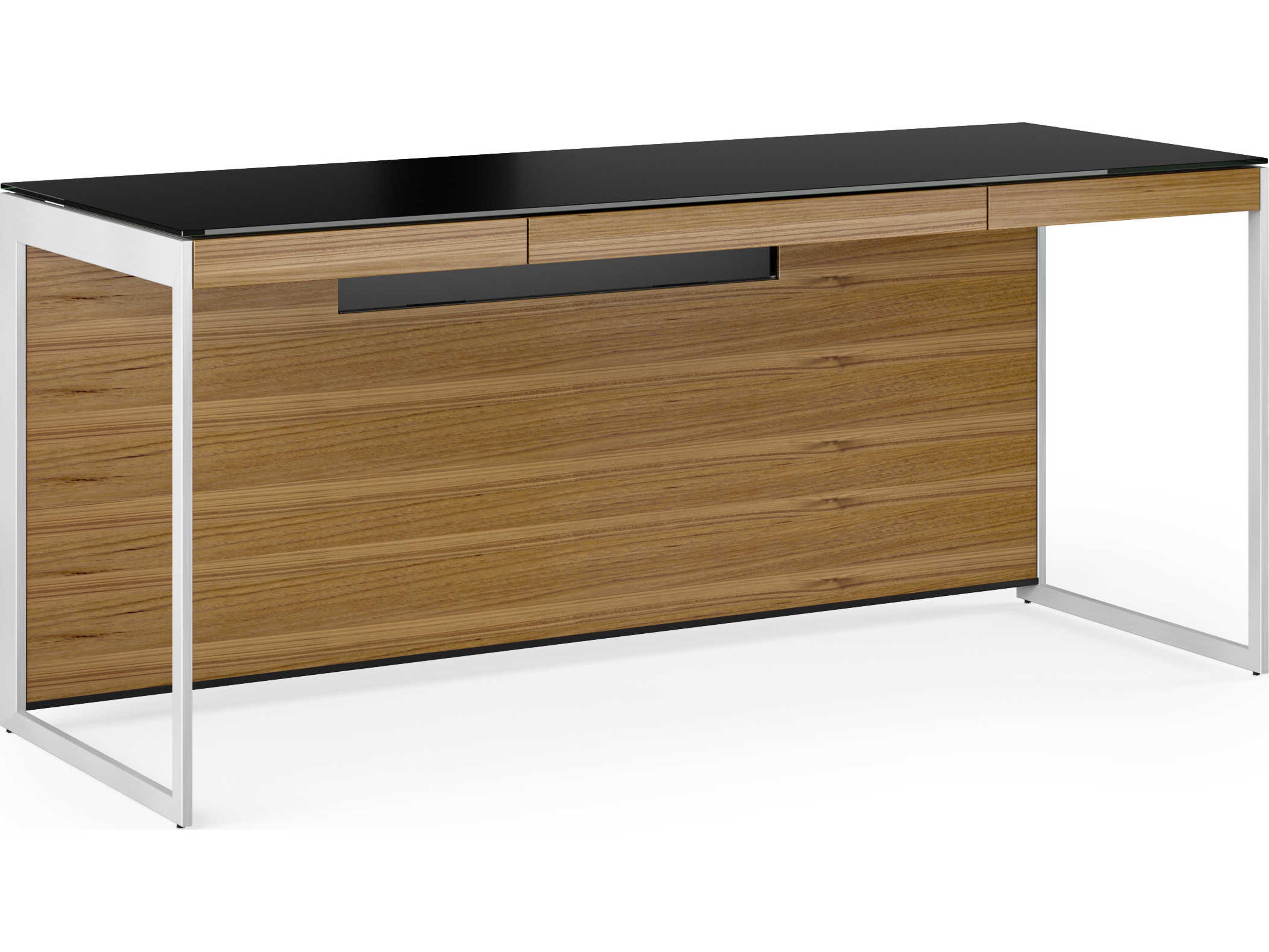 BDI Sequel Black Natural Walnut Satin Nickel Brown Wood Secretary Desk