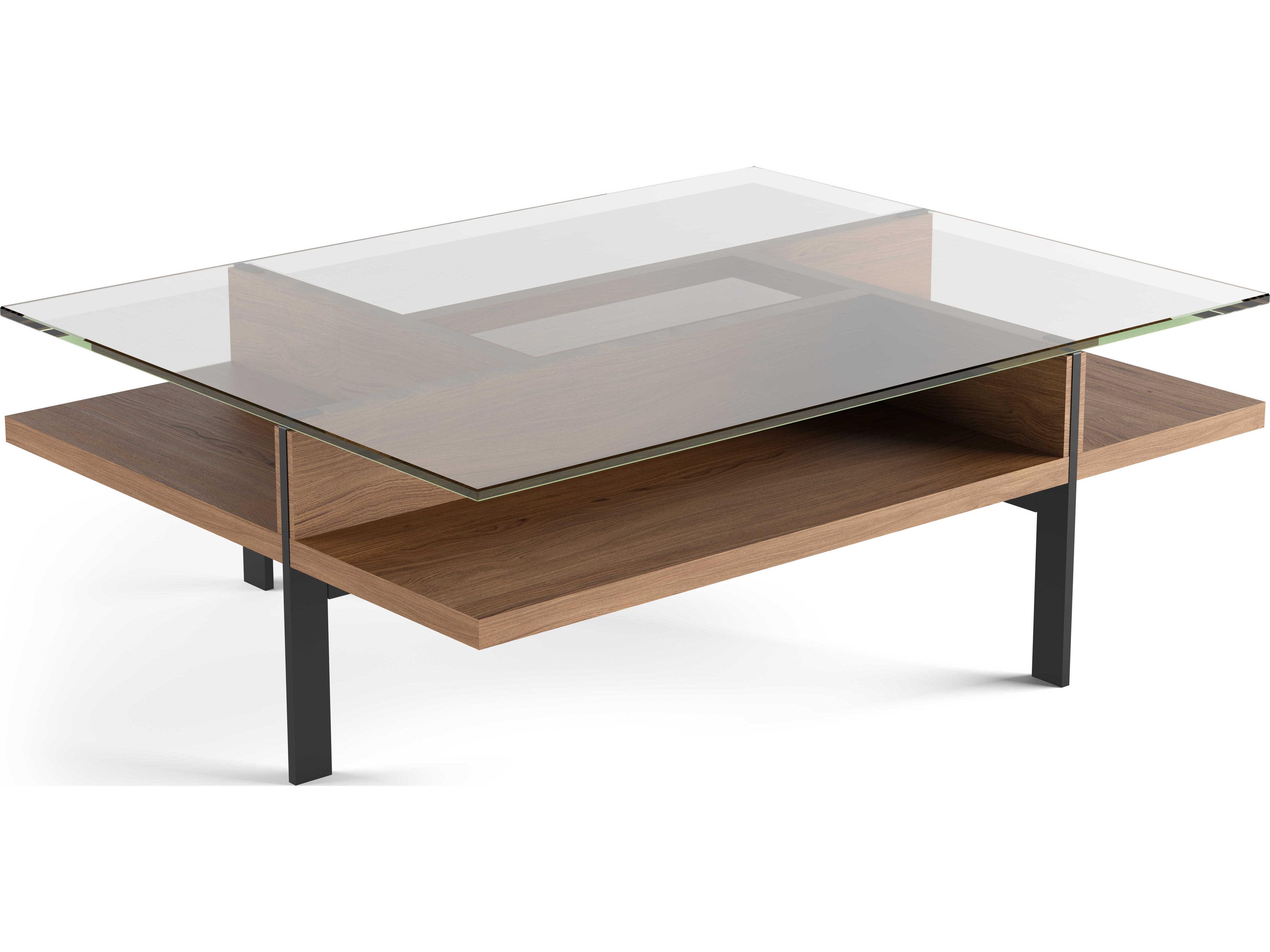 BDI Terrace Rectangular Glass Natural Walnut Coffee Table