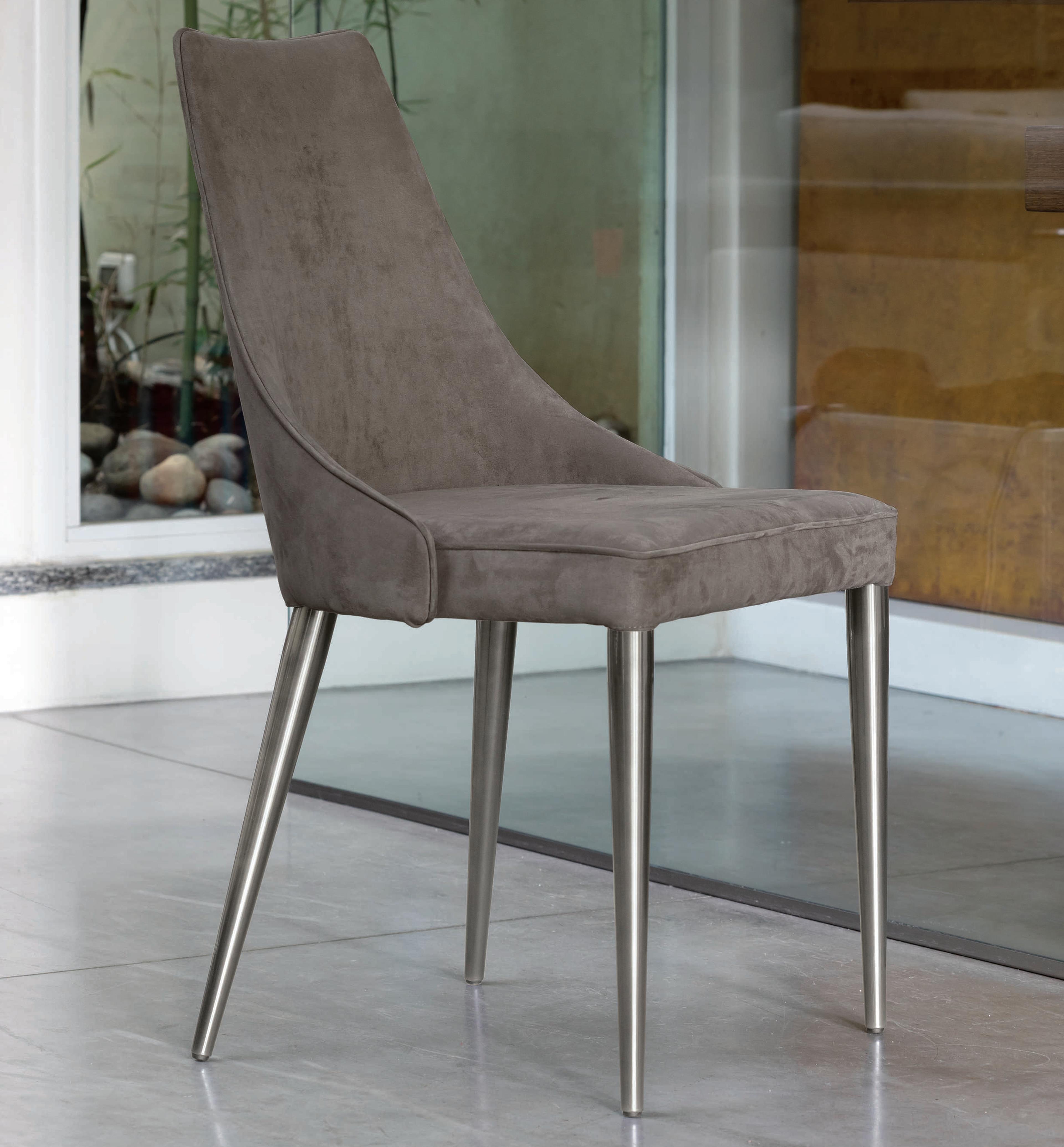 Bontempi Casa Clara Gray Upholstered Side Dining Chair