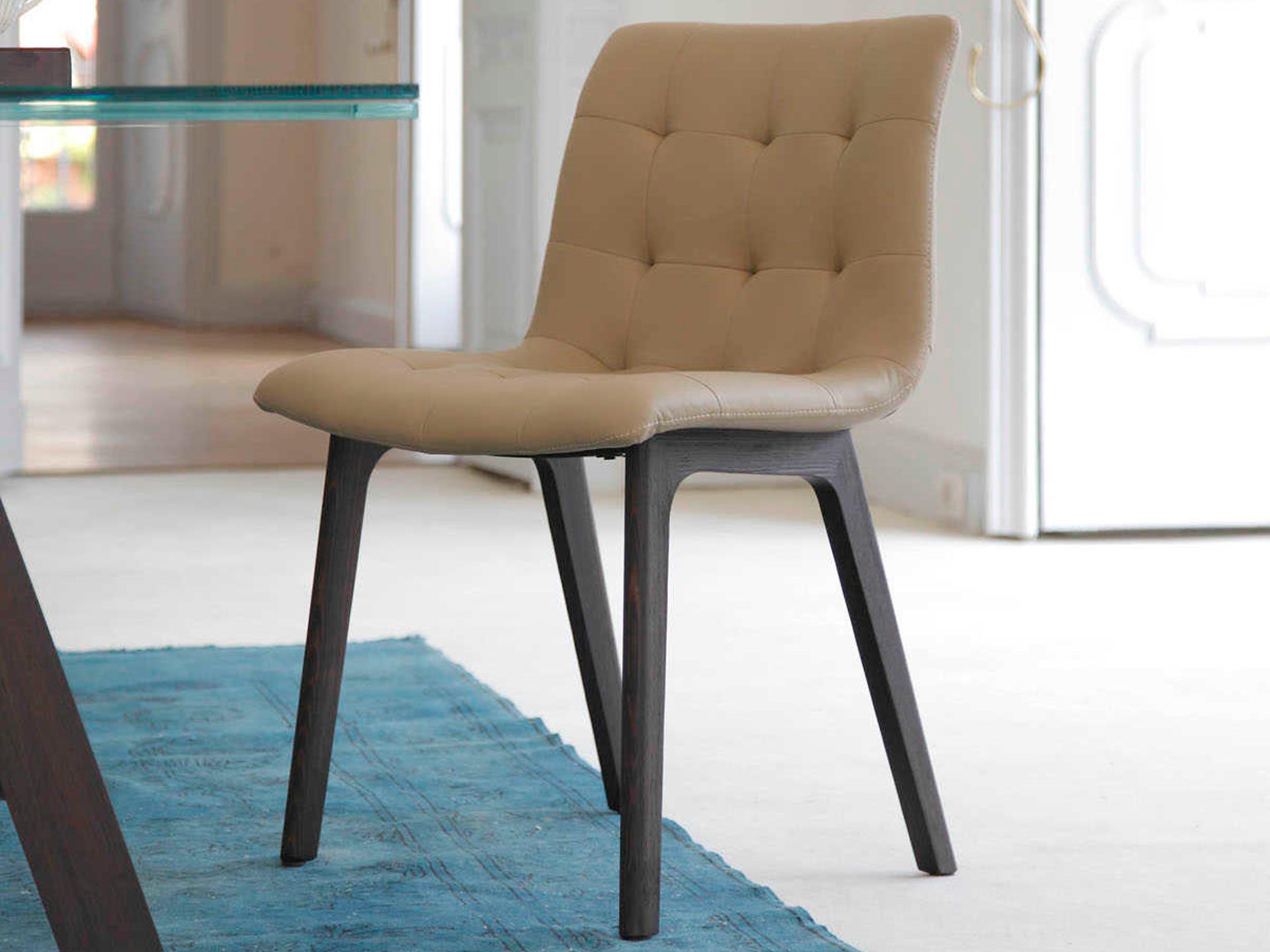 Bontempi Casa Kuga Oak Wood Beige Side Dining Chair