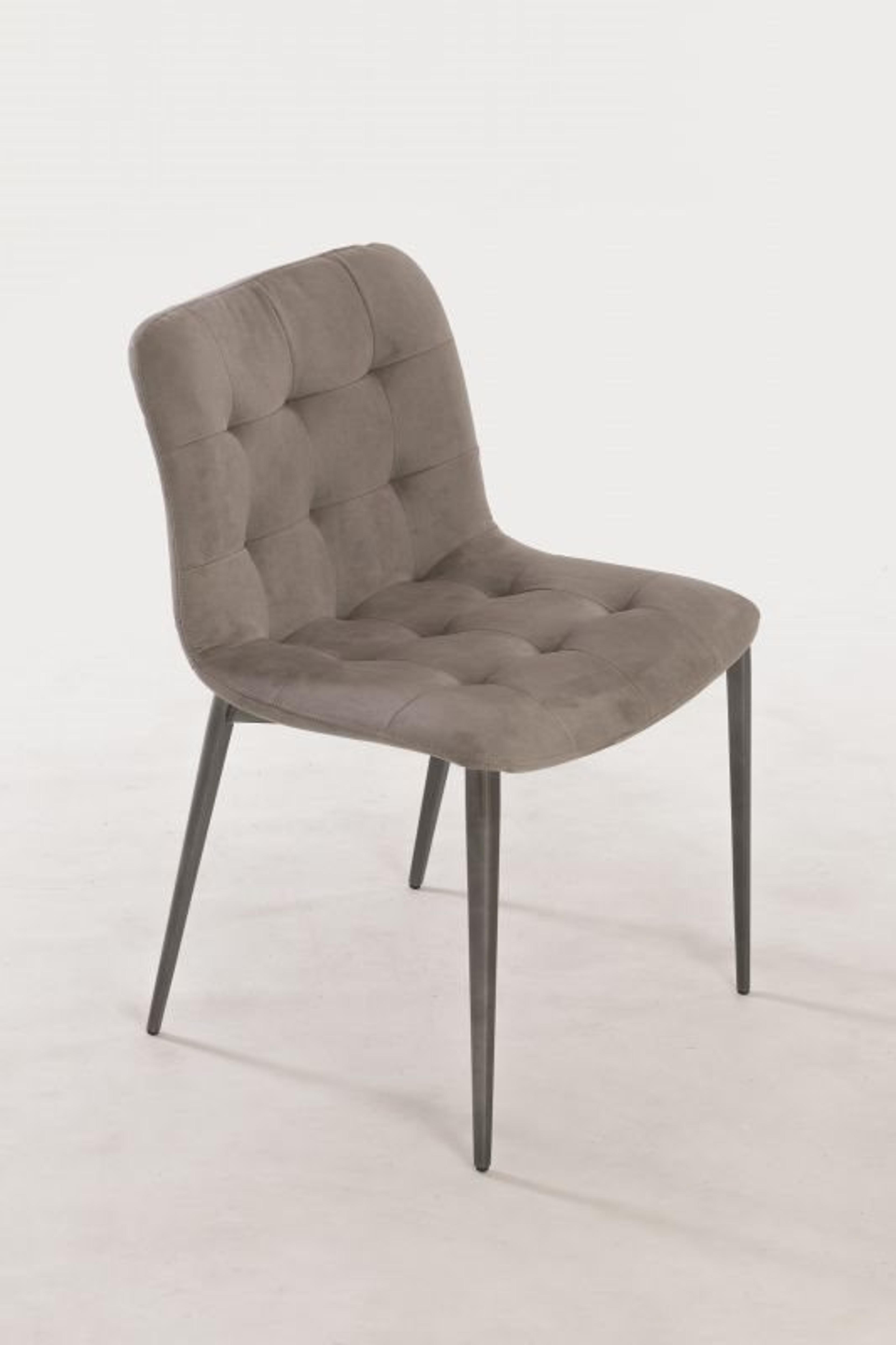 Bontempi Casa Kuga Leather Gray Upholstered Side Dining Chair