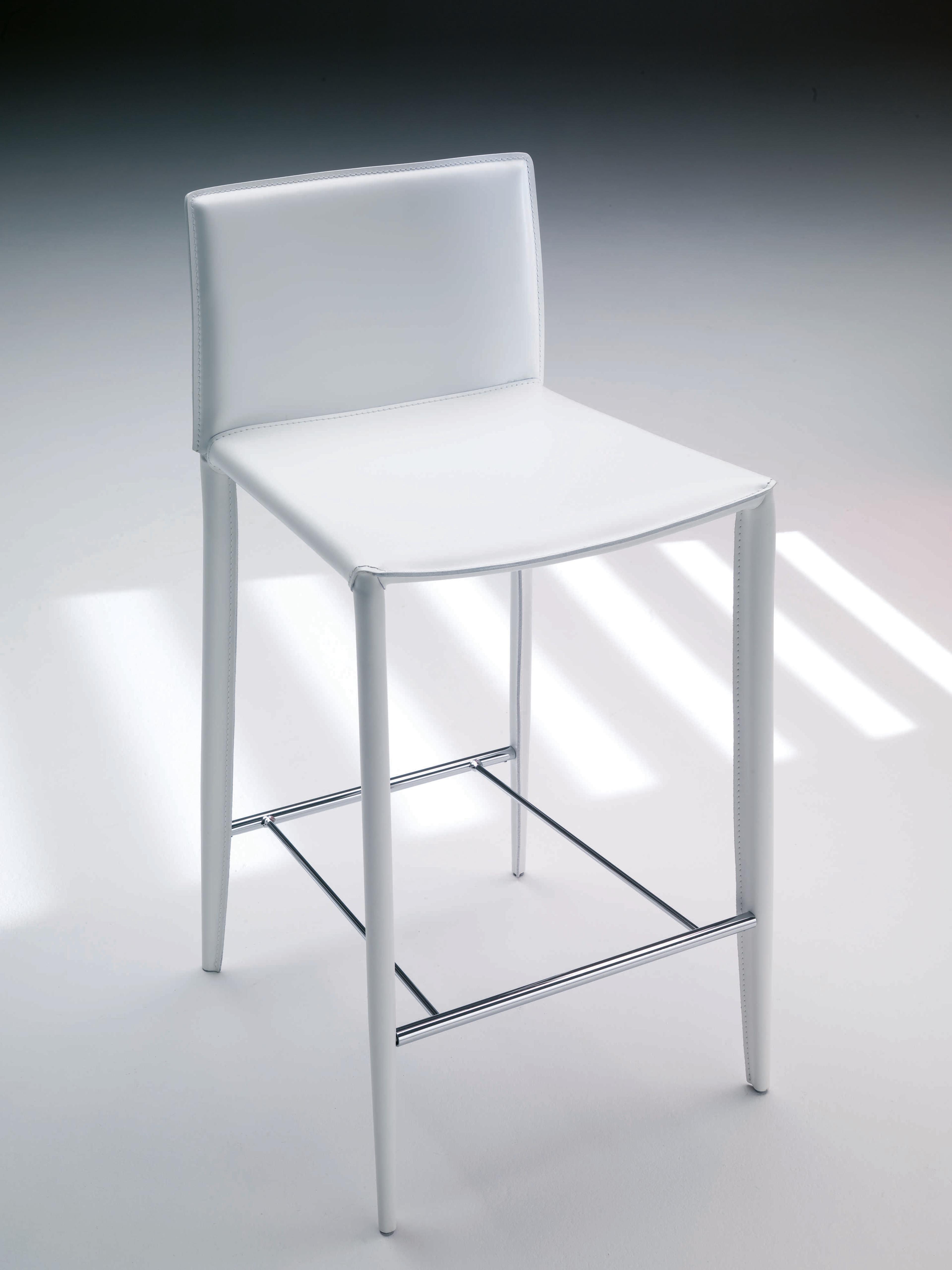 Bontempi Casa Linda Leather White Hide Counter Stool