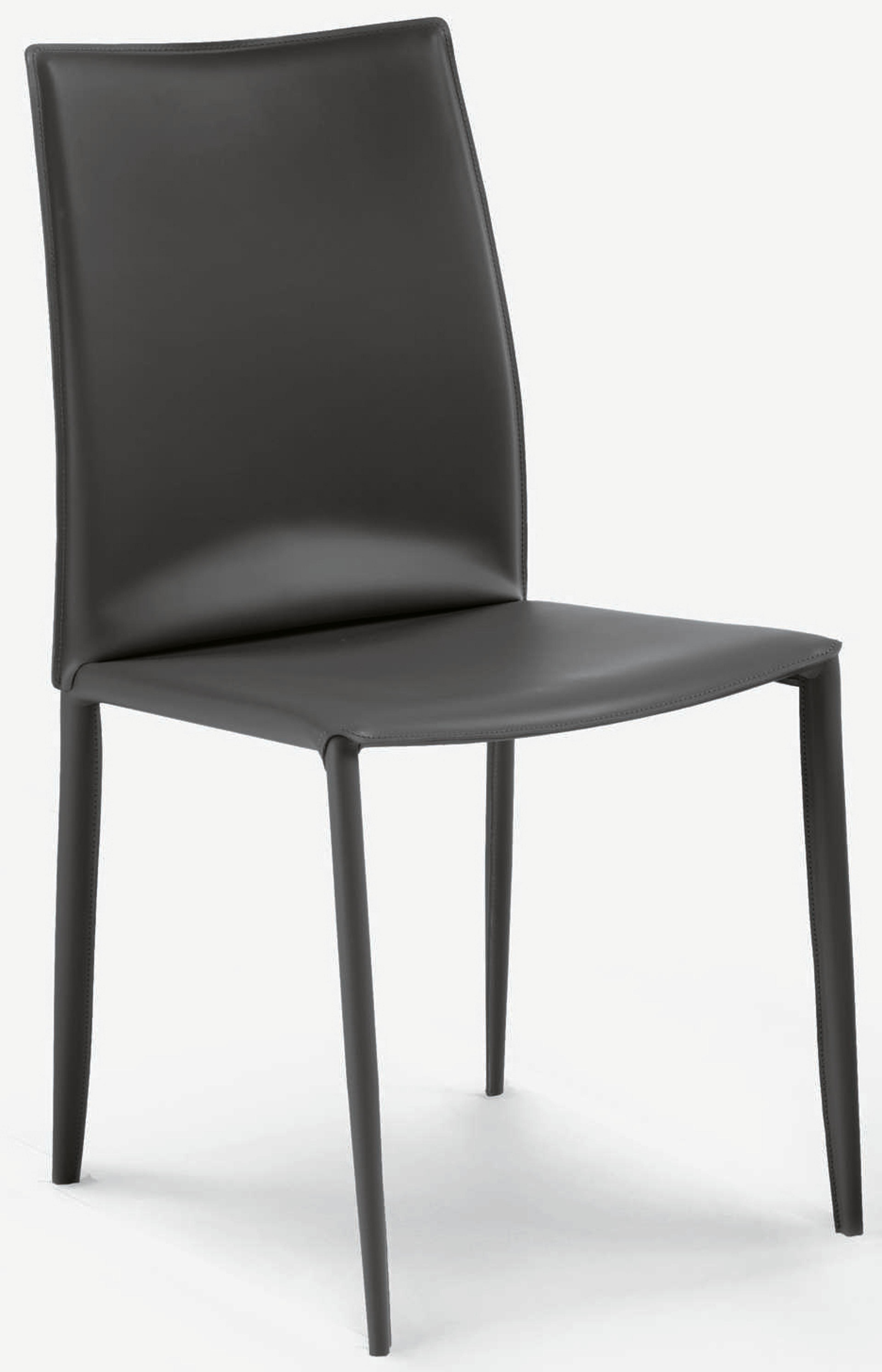 Bontempi Casa Linda Leather Gray Upholstered Side Dining Chair