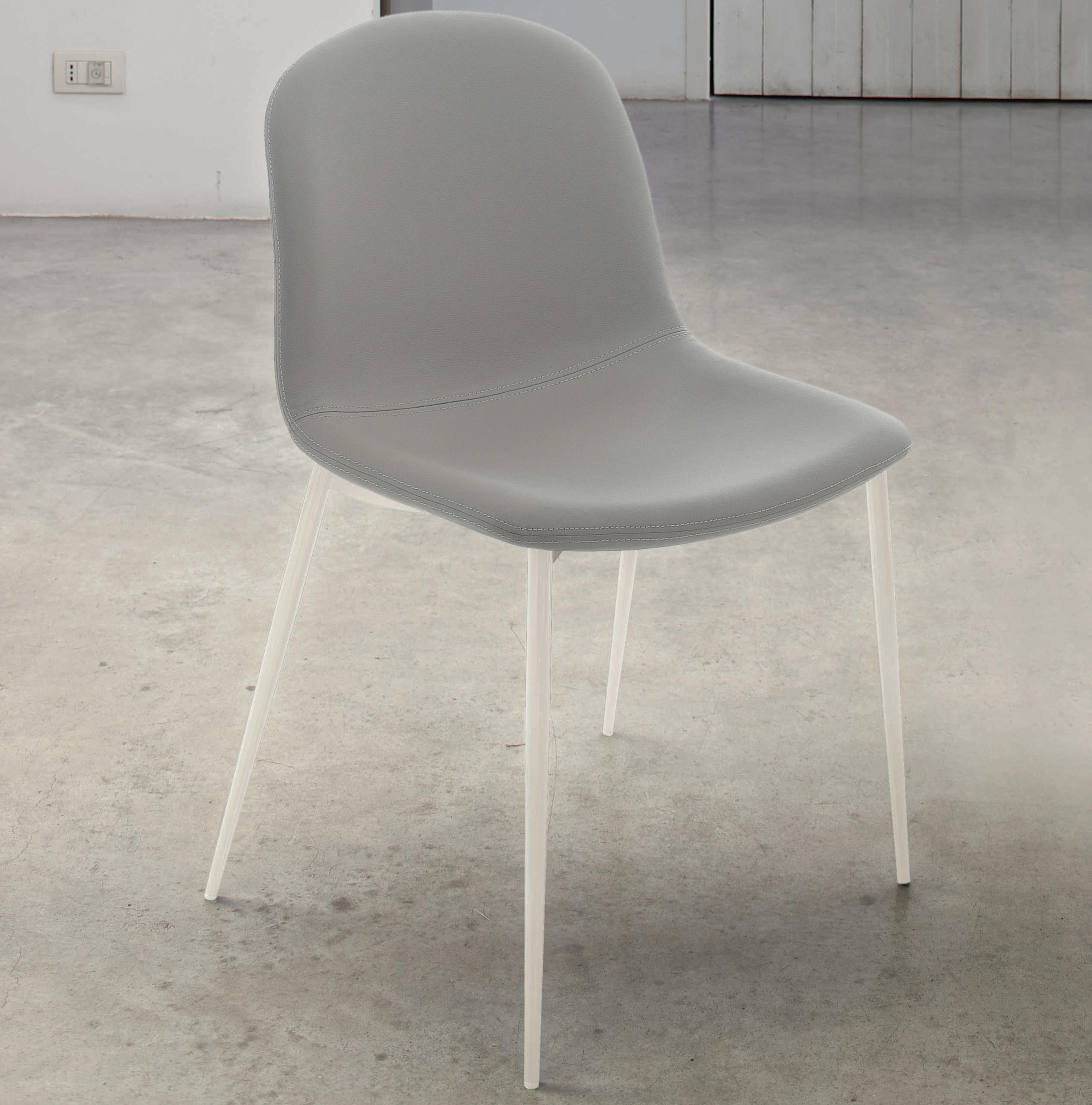 Bontempi Casa Seventy Solid Wood Gray Side Dining Chair