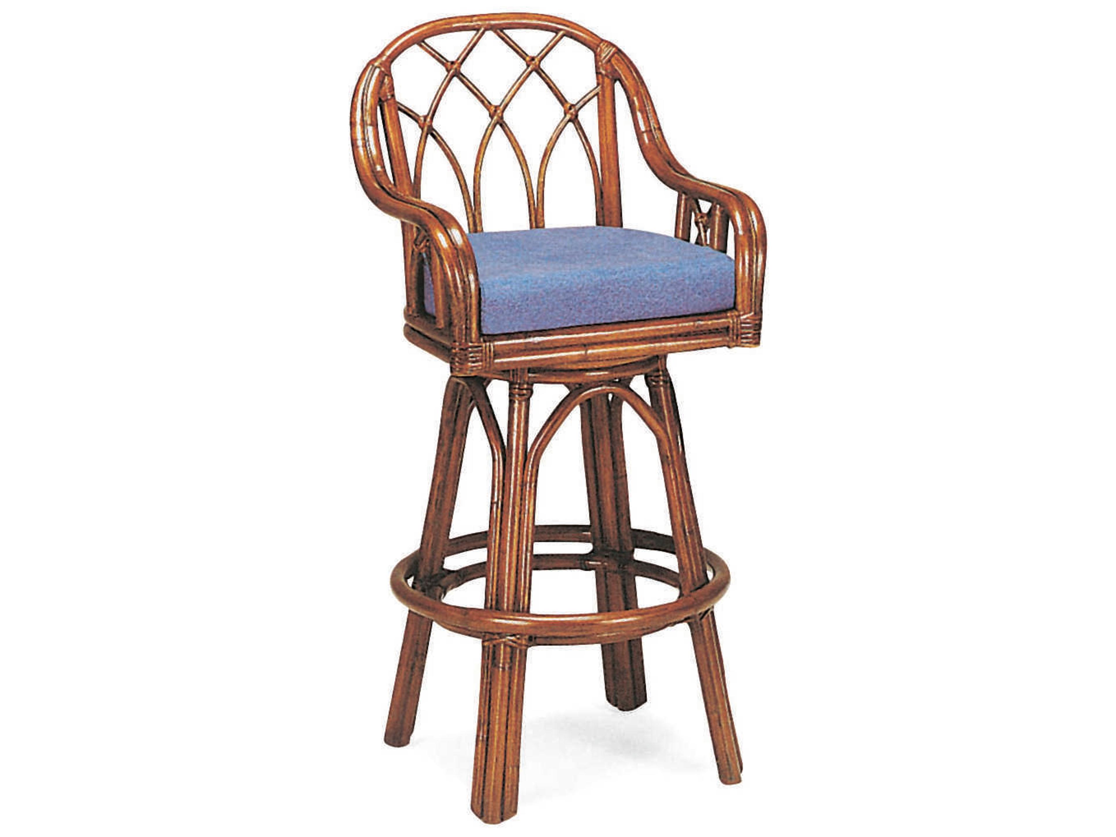 Braxton Culler Edgewater Swivel Upholstered Rattan Bar Stool