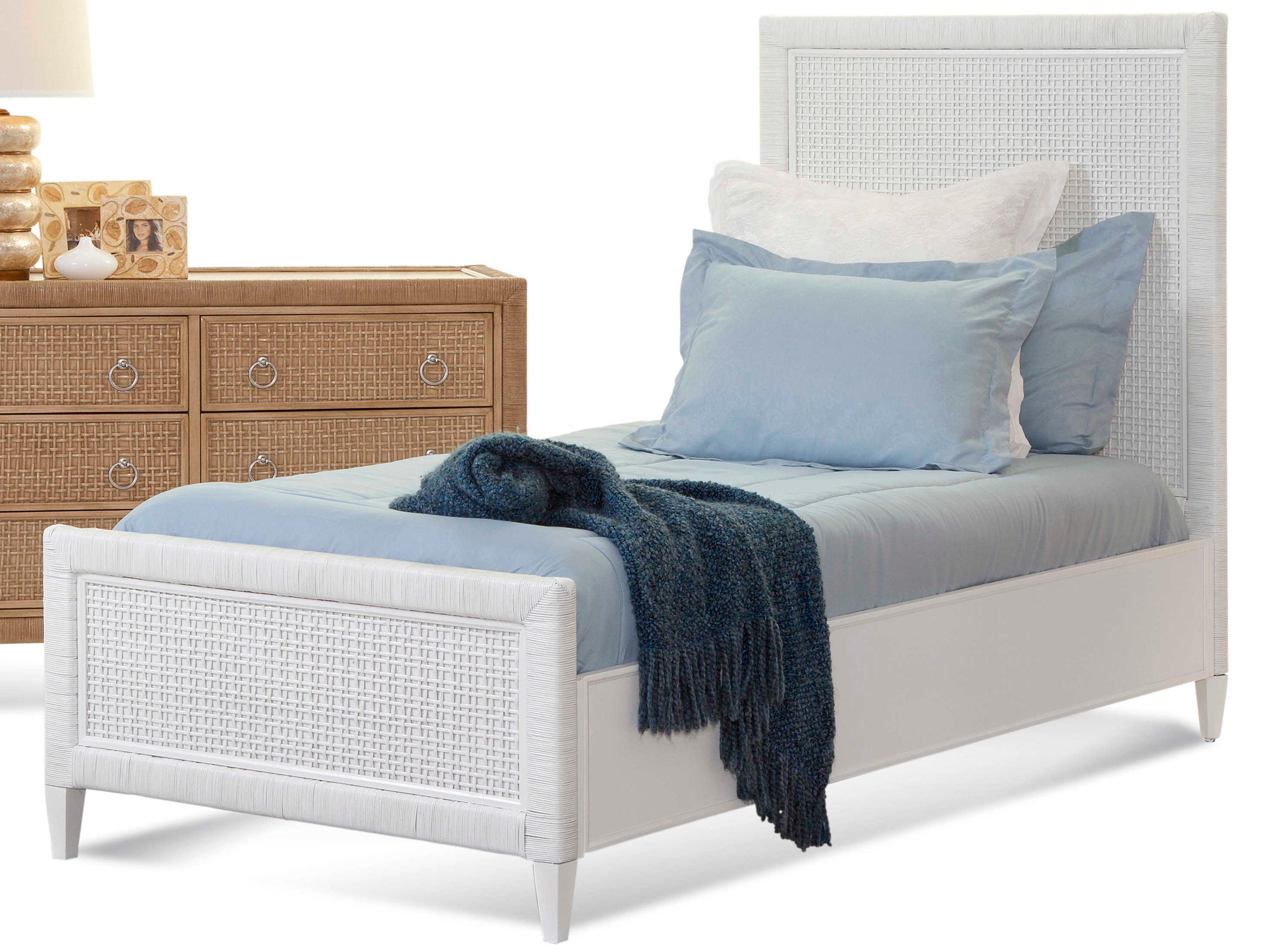 Braxton Culler Naples White Rattan Wood Twin Panel Bed