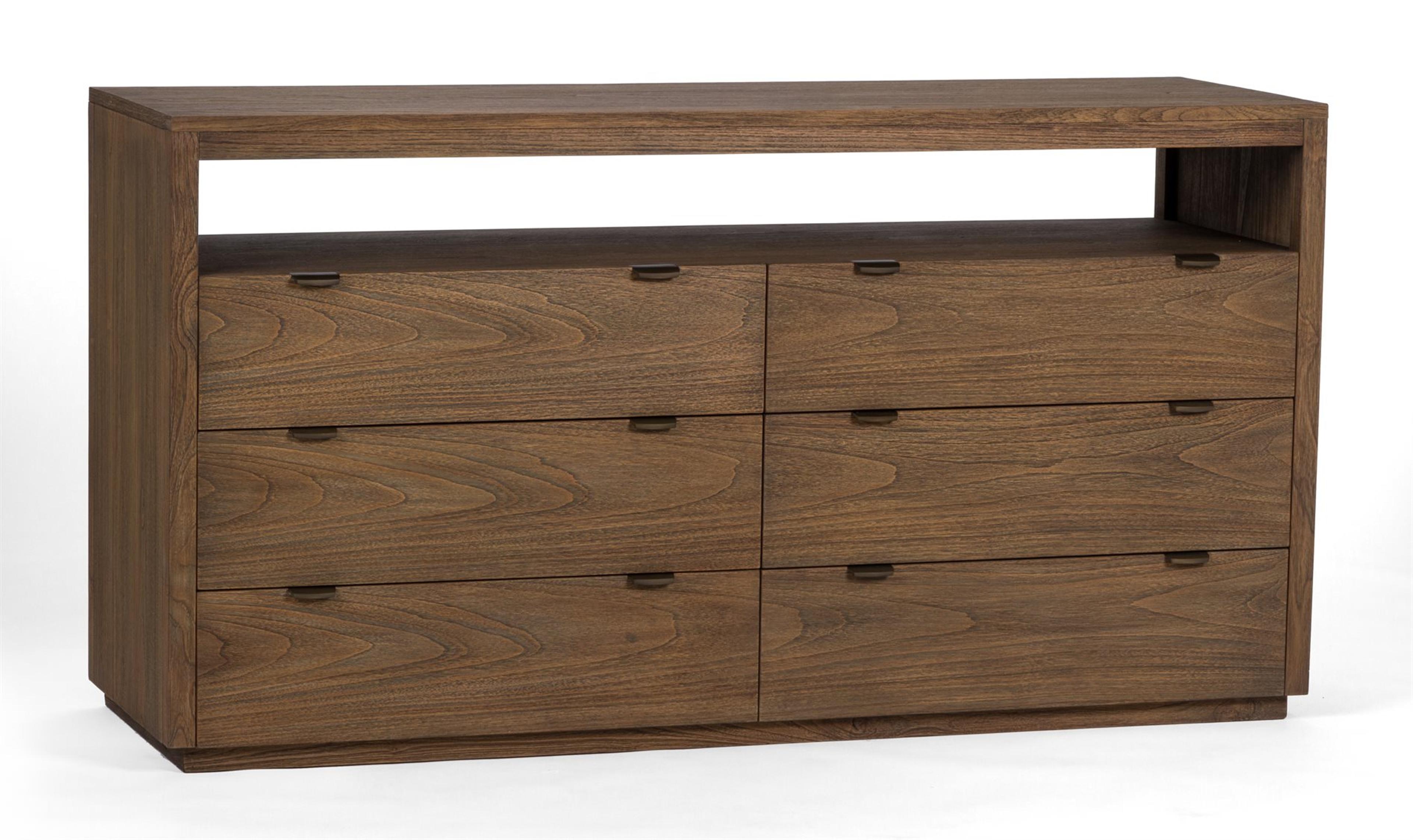 Brownstone Laguna 6-Drawers Brown Teak Wood Double Dresser