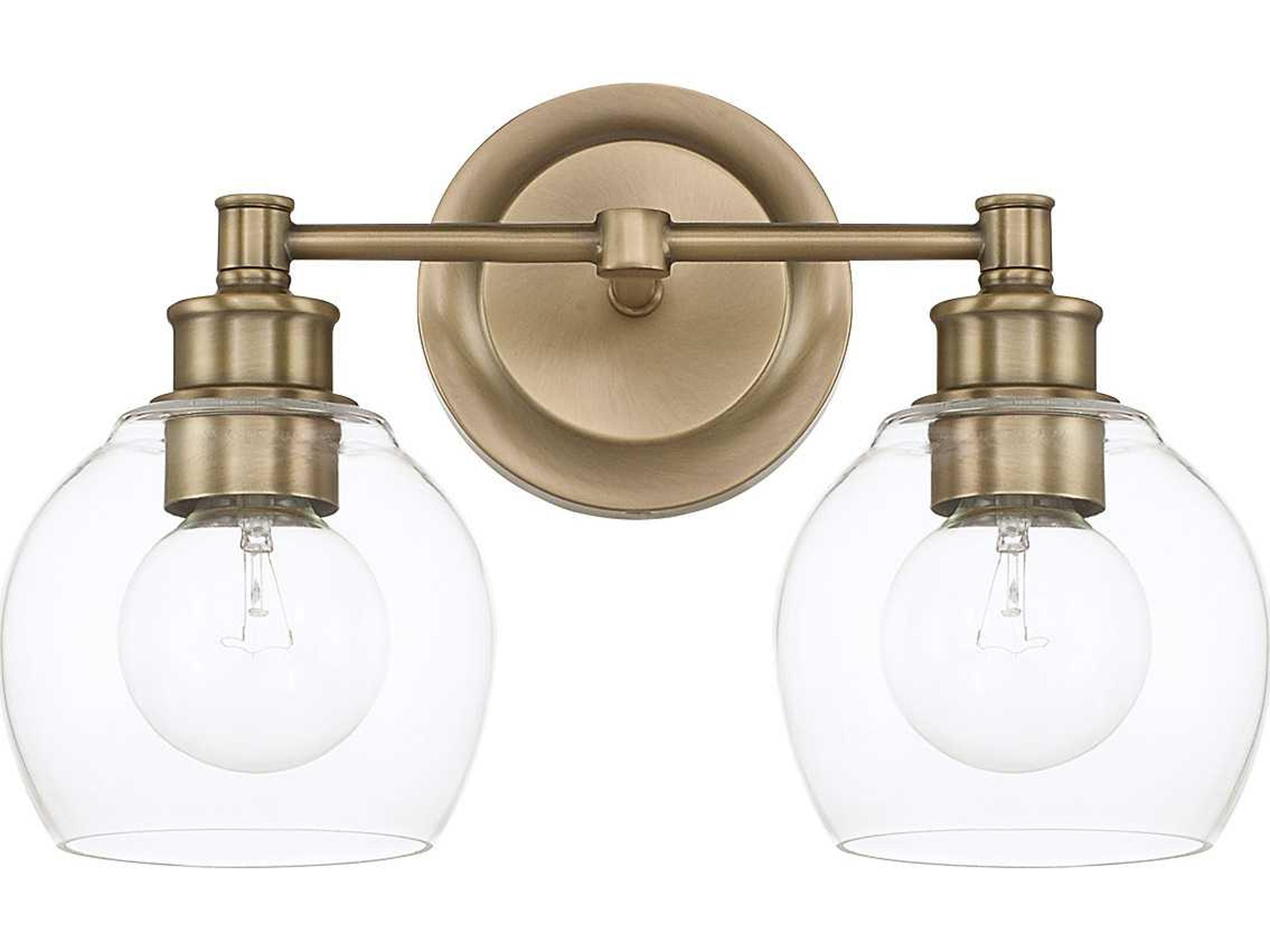 Capital Lighting Mid Century 2-Light Aged Brass Glass Vanity Light