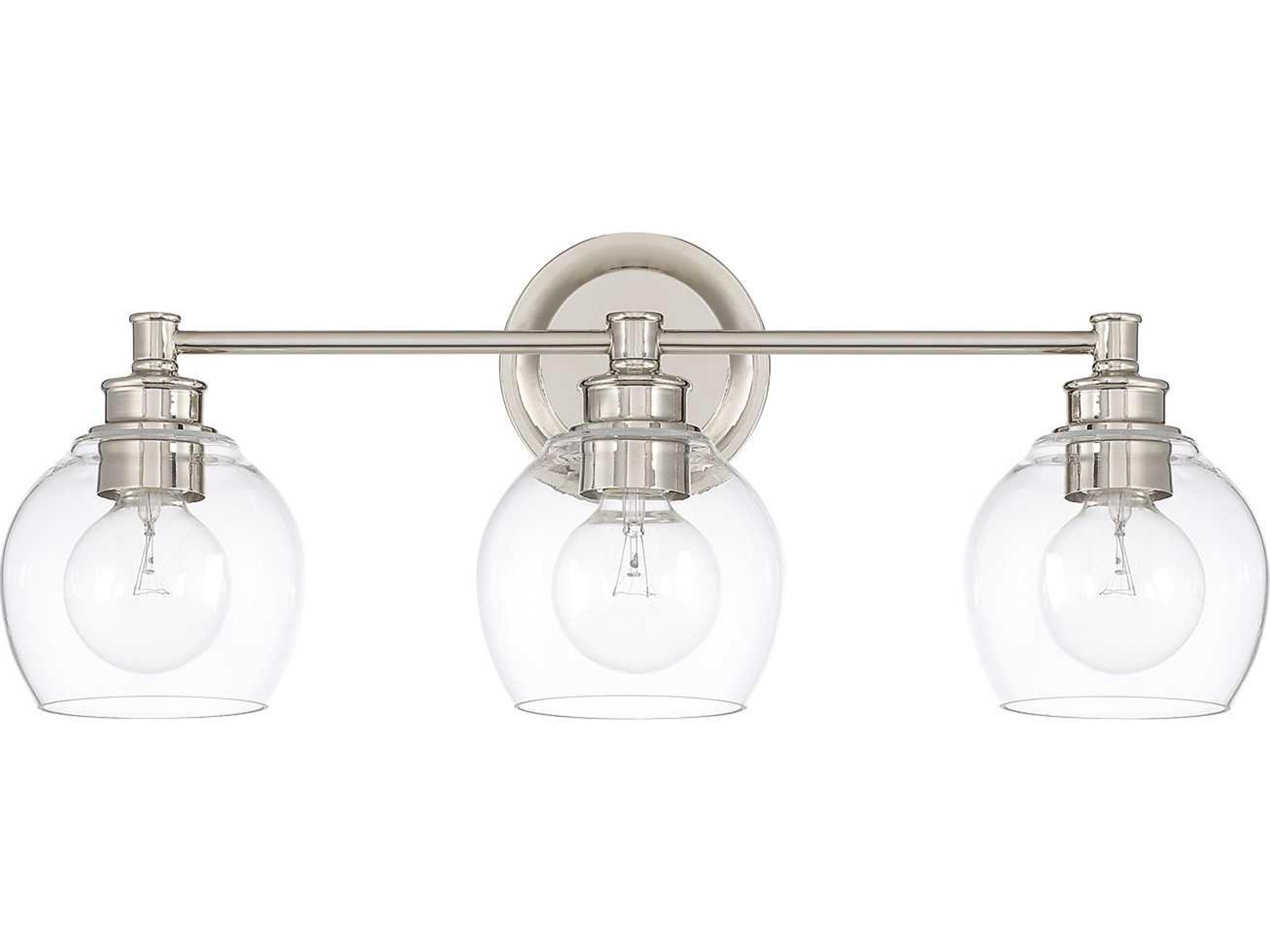 Capital Lighting Mid Century 3-Light Polished Nickel Glass Vanity Light