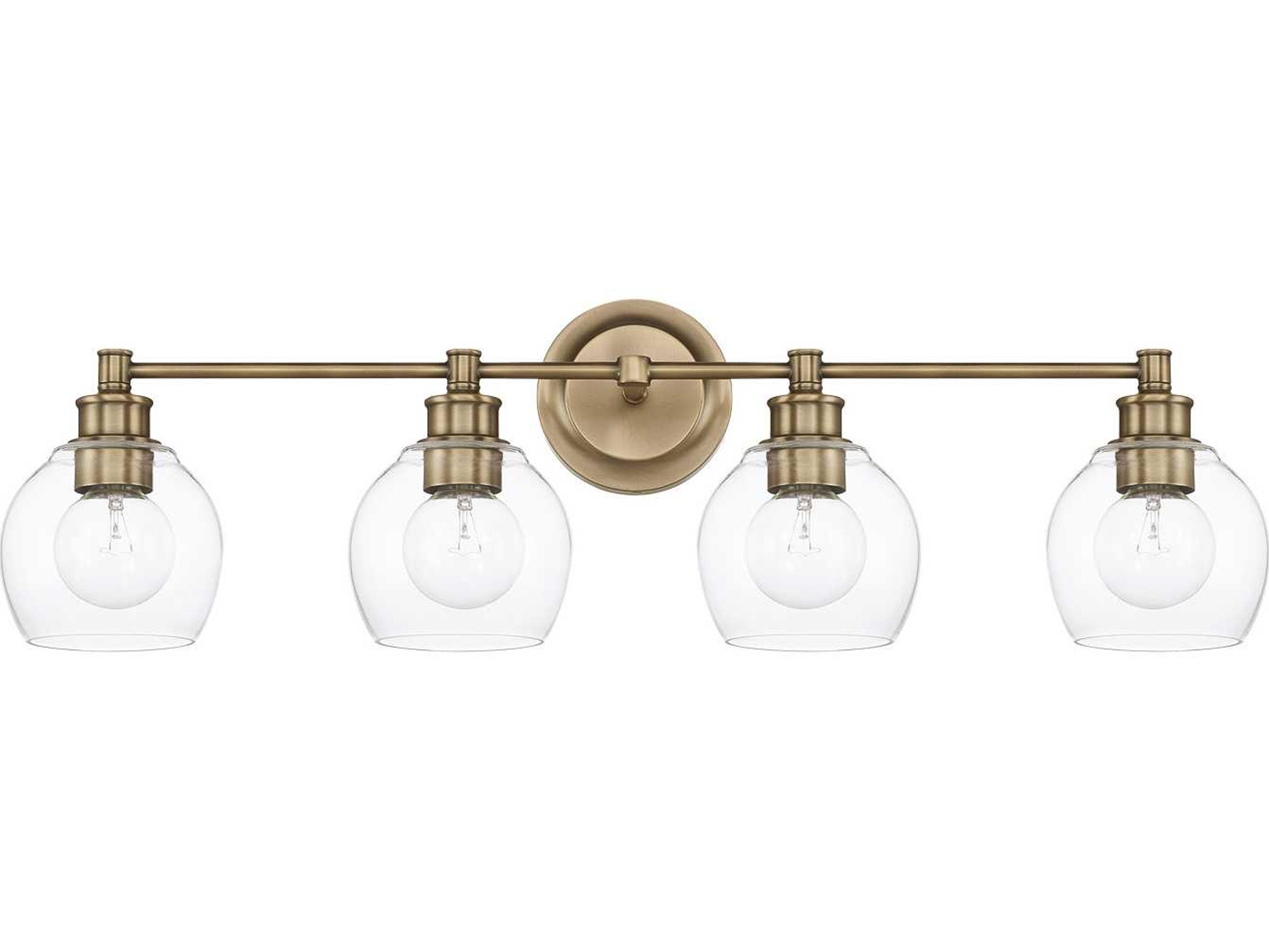 Capital Lighting Mid Century 4-Light Aged Brass Glass Vanity Light