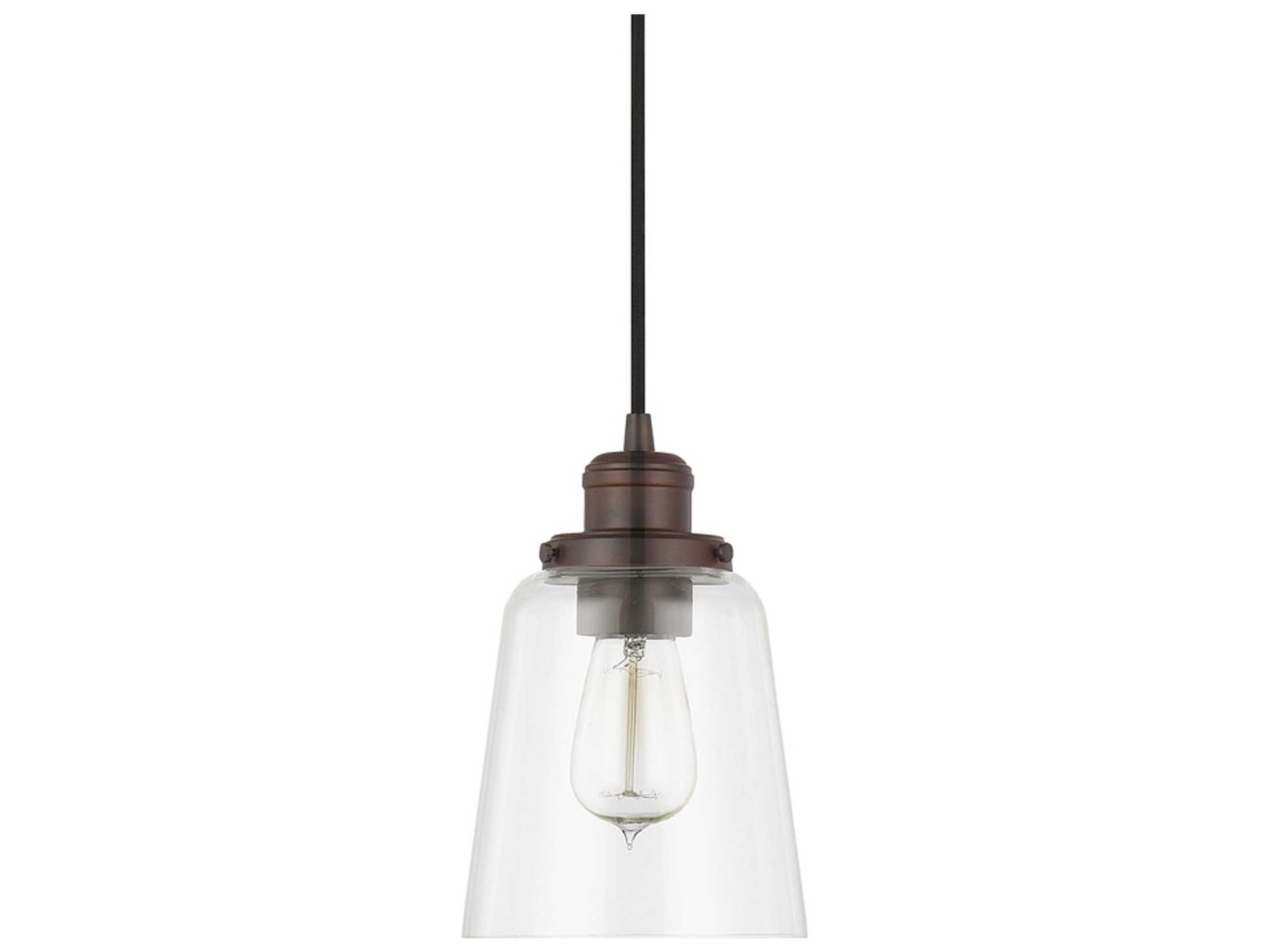 Capital Lighting 1-Light Burnished Bronze Glass Bell Mini Pendant