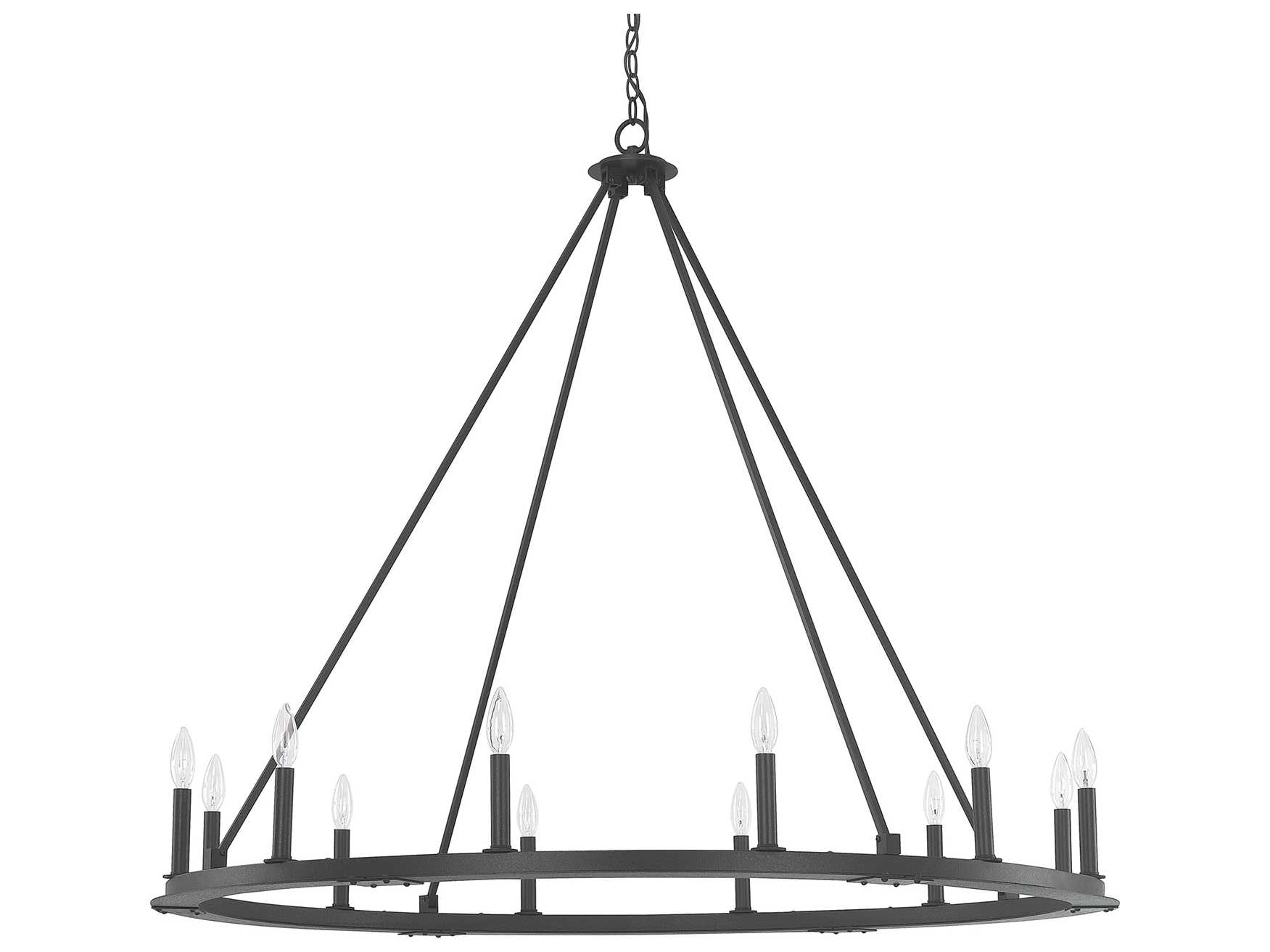 Capital Lighting Pearson 12-Light Black Iron Candelabra Round Chandelier