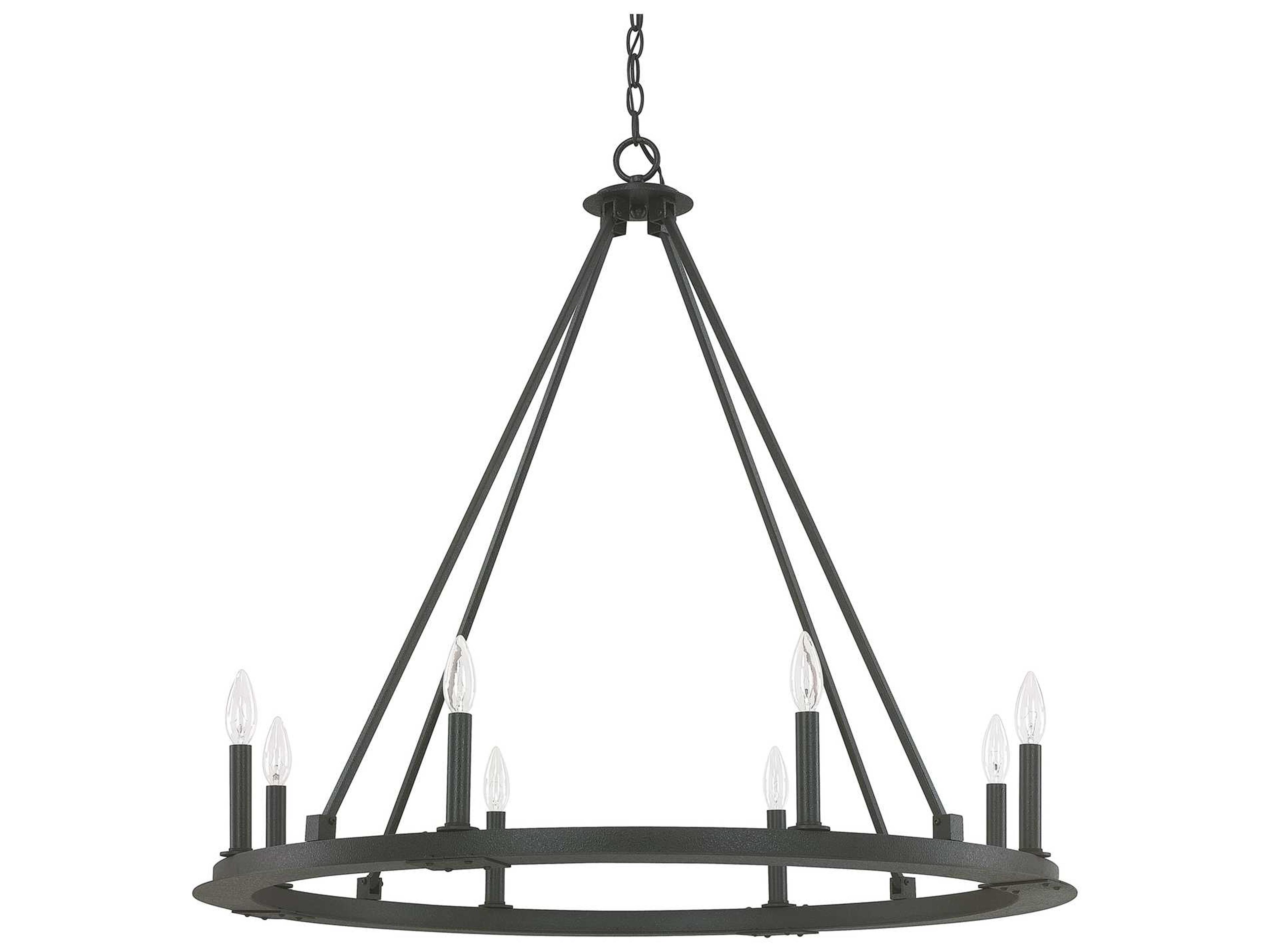 Capital Lighting Pearson 8-Light Black Iron Candelabra Round Chandelier