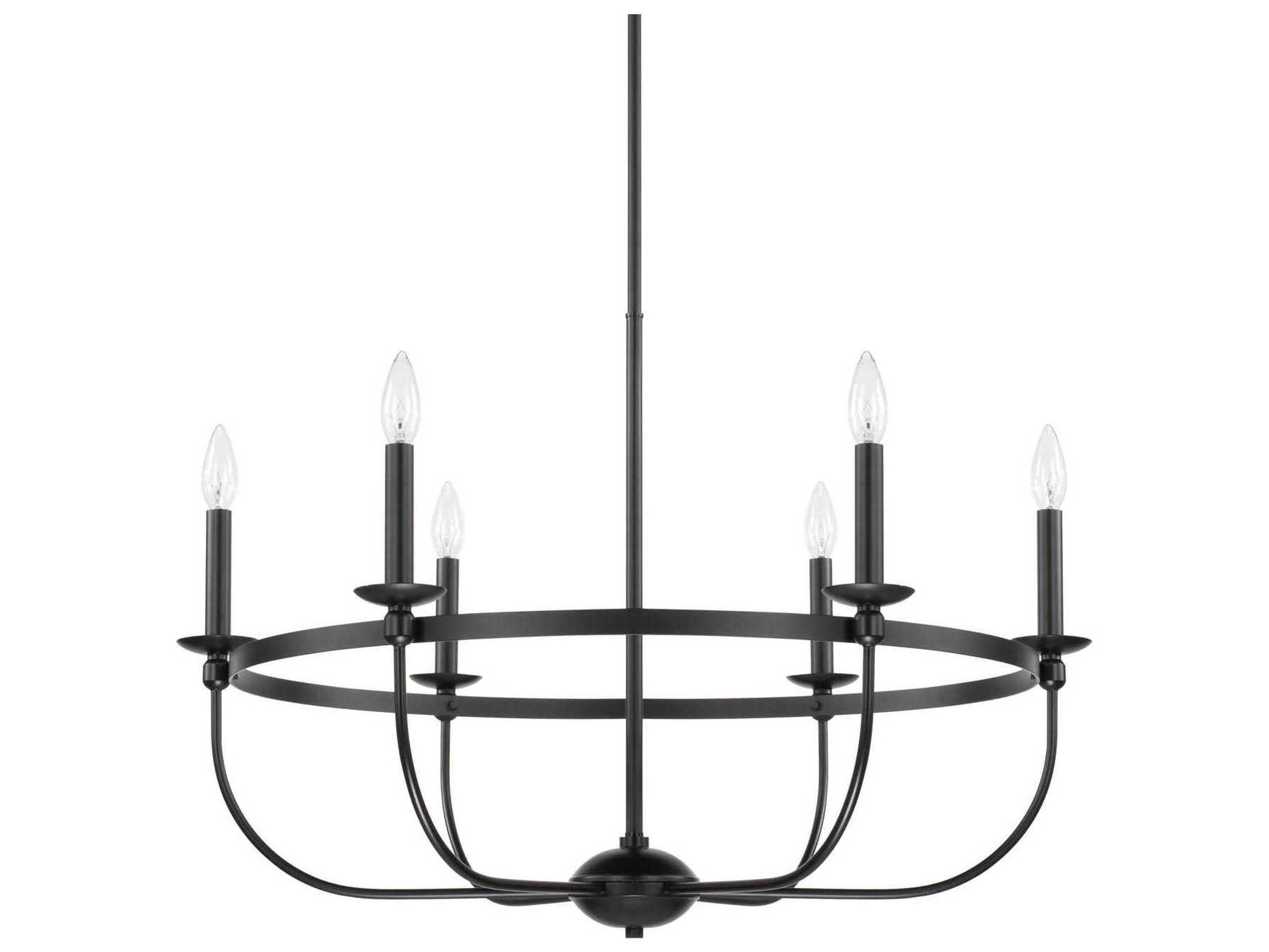 Capital Lighting Rylann 6-Light Matte Black Candelabra Round Chandelier