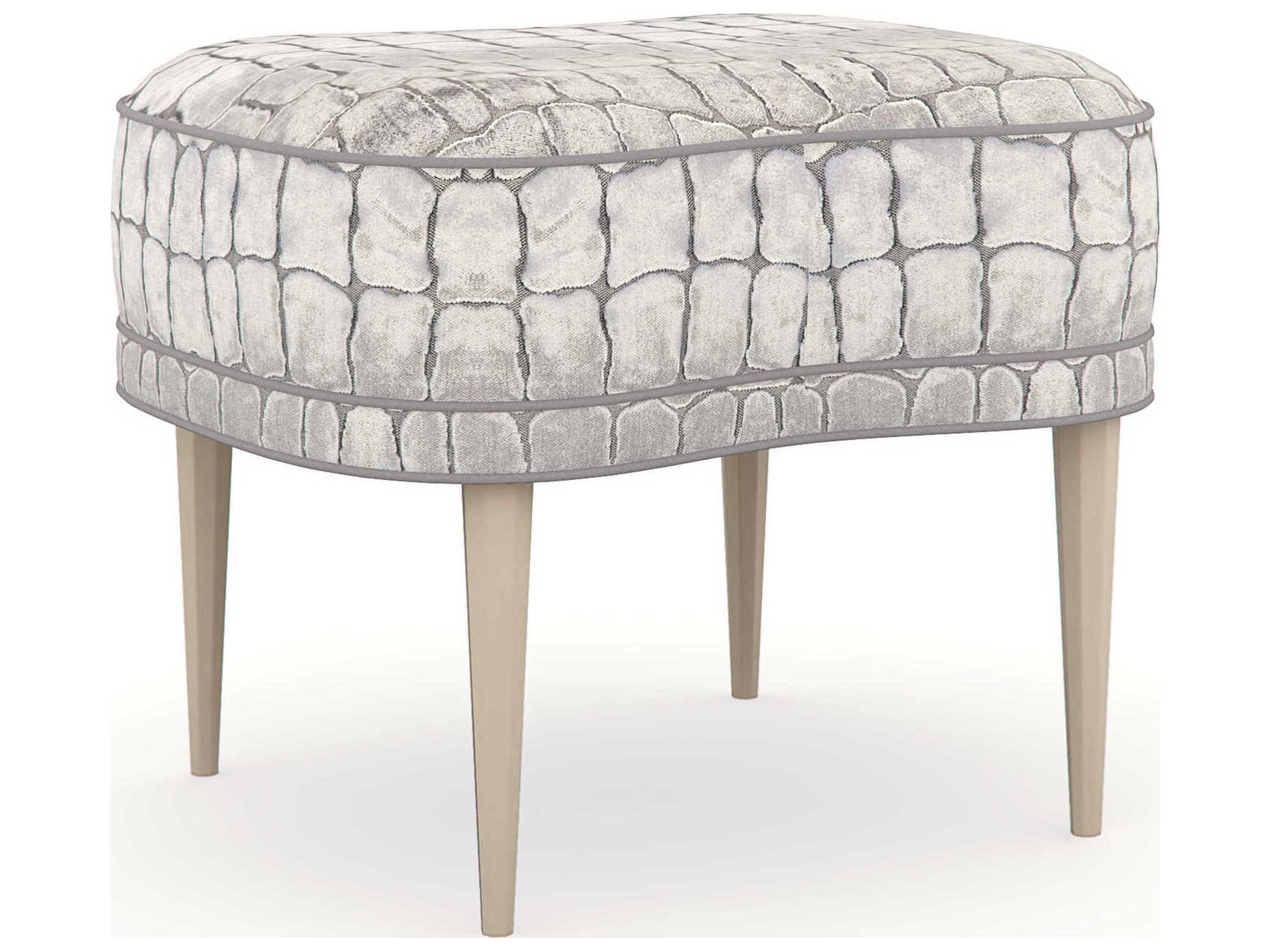 Caracole Classic Multiple Choice Soft Silver Leaf Upholstered Accent Stool