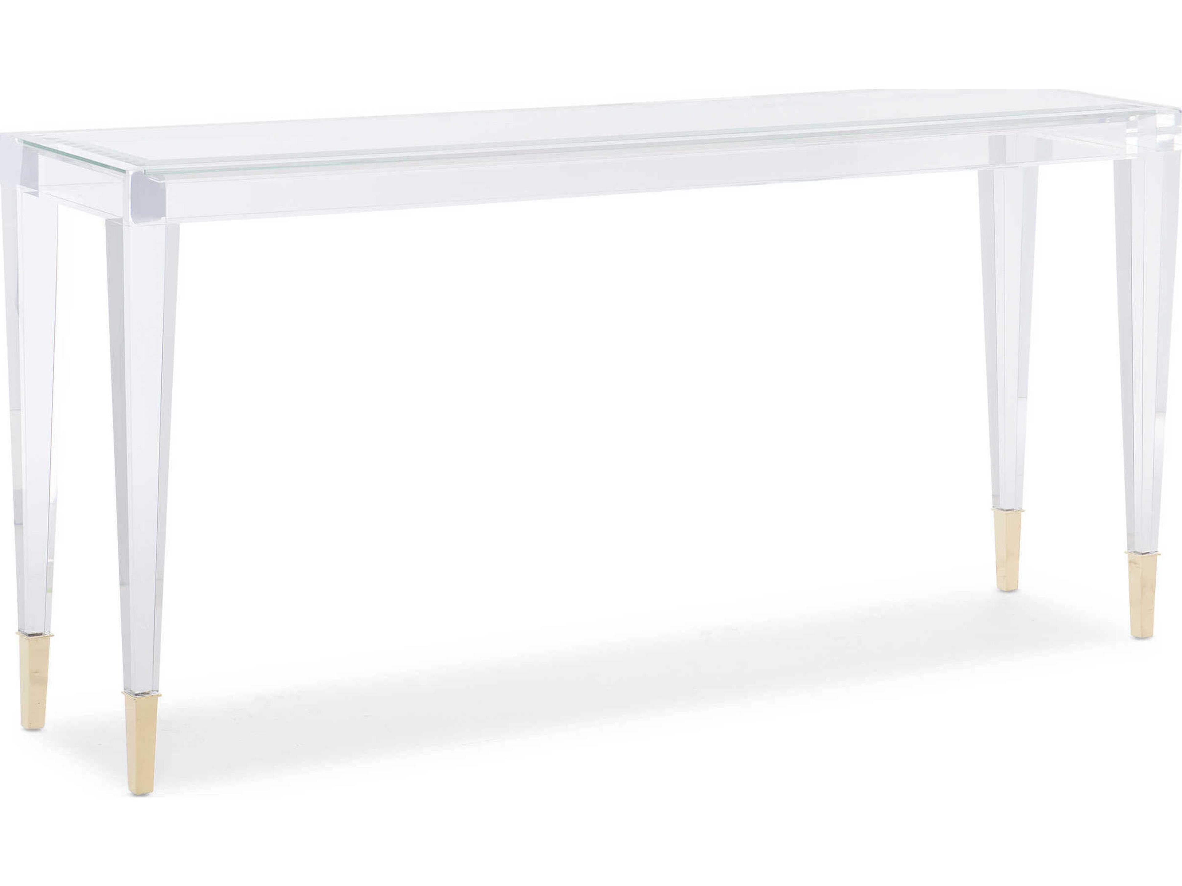 Caracole Classic Ahhhhh Rectangular Acrylic Whisper Of Gold Console Table