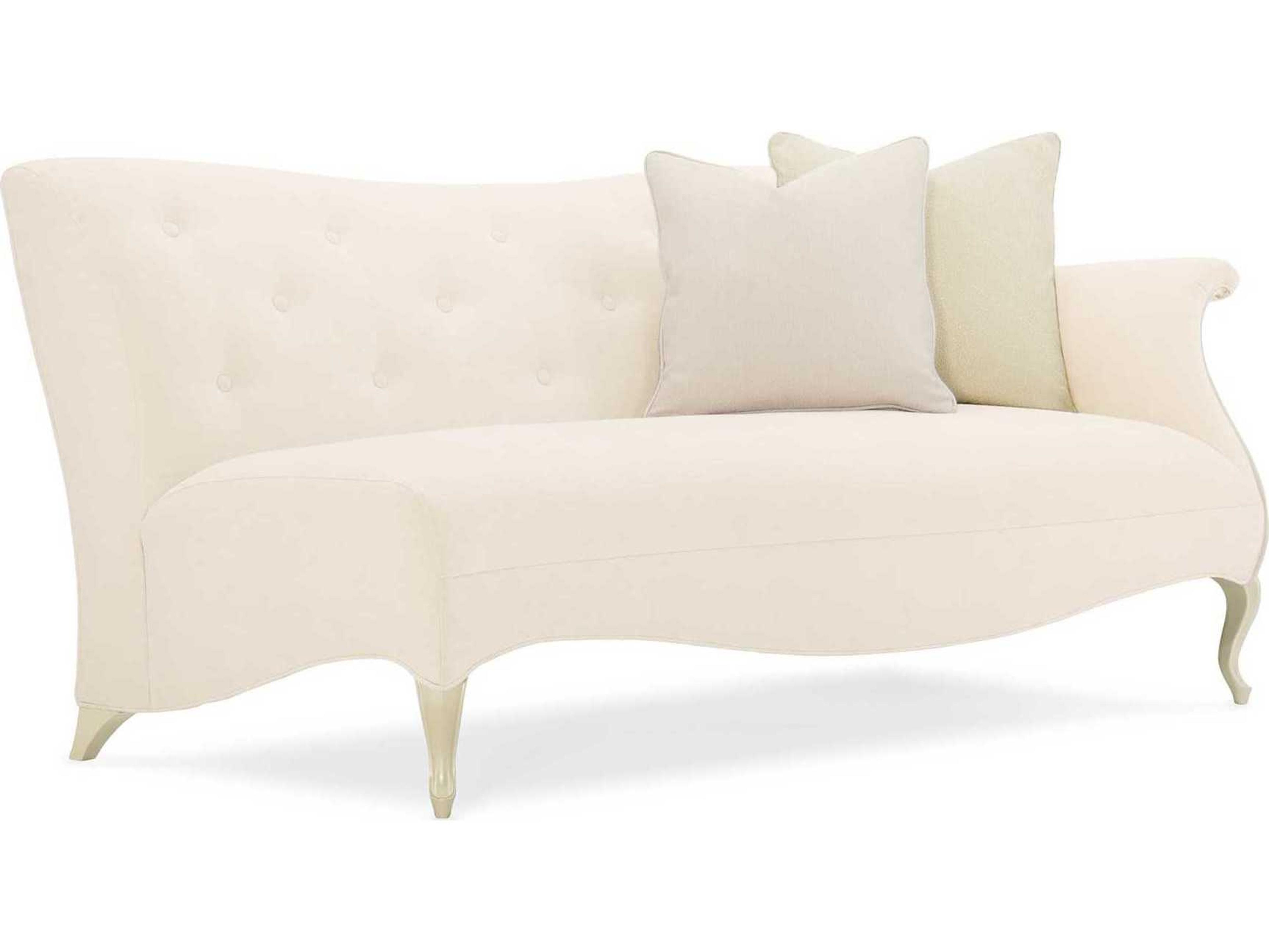 Caracole Classic Two to Tango Right Arm Facing Tufted Pearl White Upholstered Loveseat