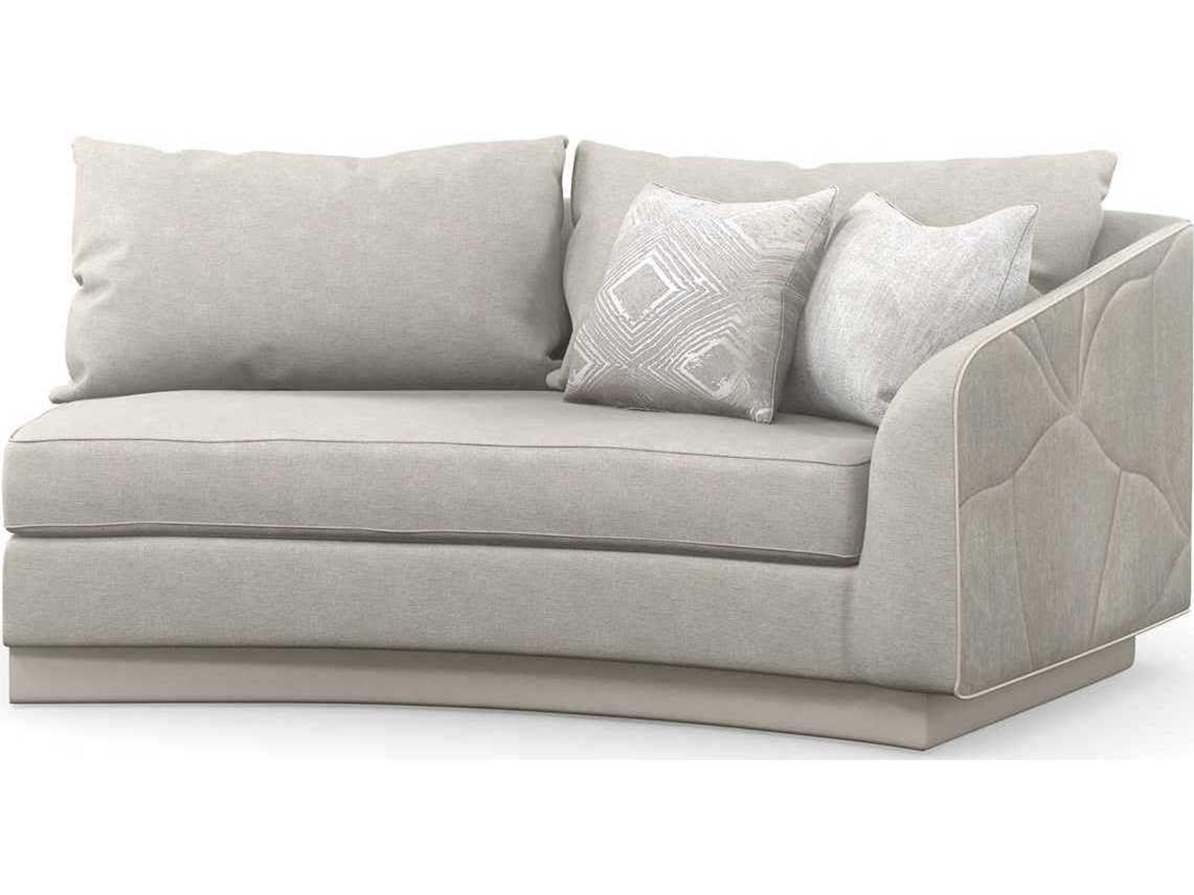 Caracole Classic Fanciful Right Arm Facing Gray Upholstered Loveseat