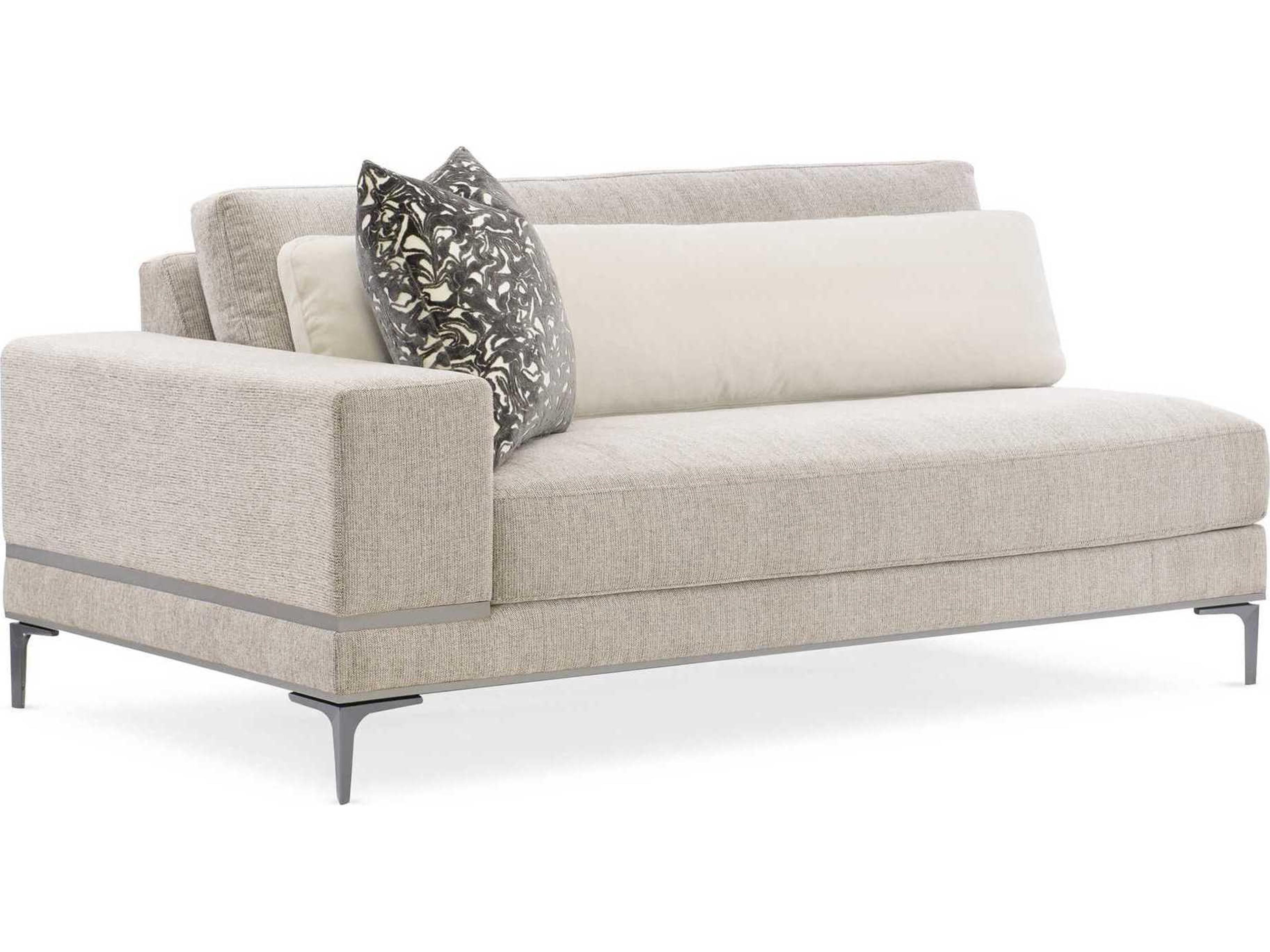 Caracole Modern Expressions Repetition Left Arm Facing London Fog Gray Upholstered Loveseat