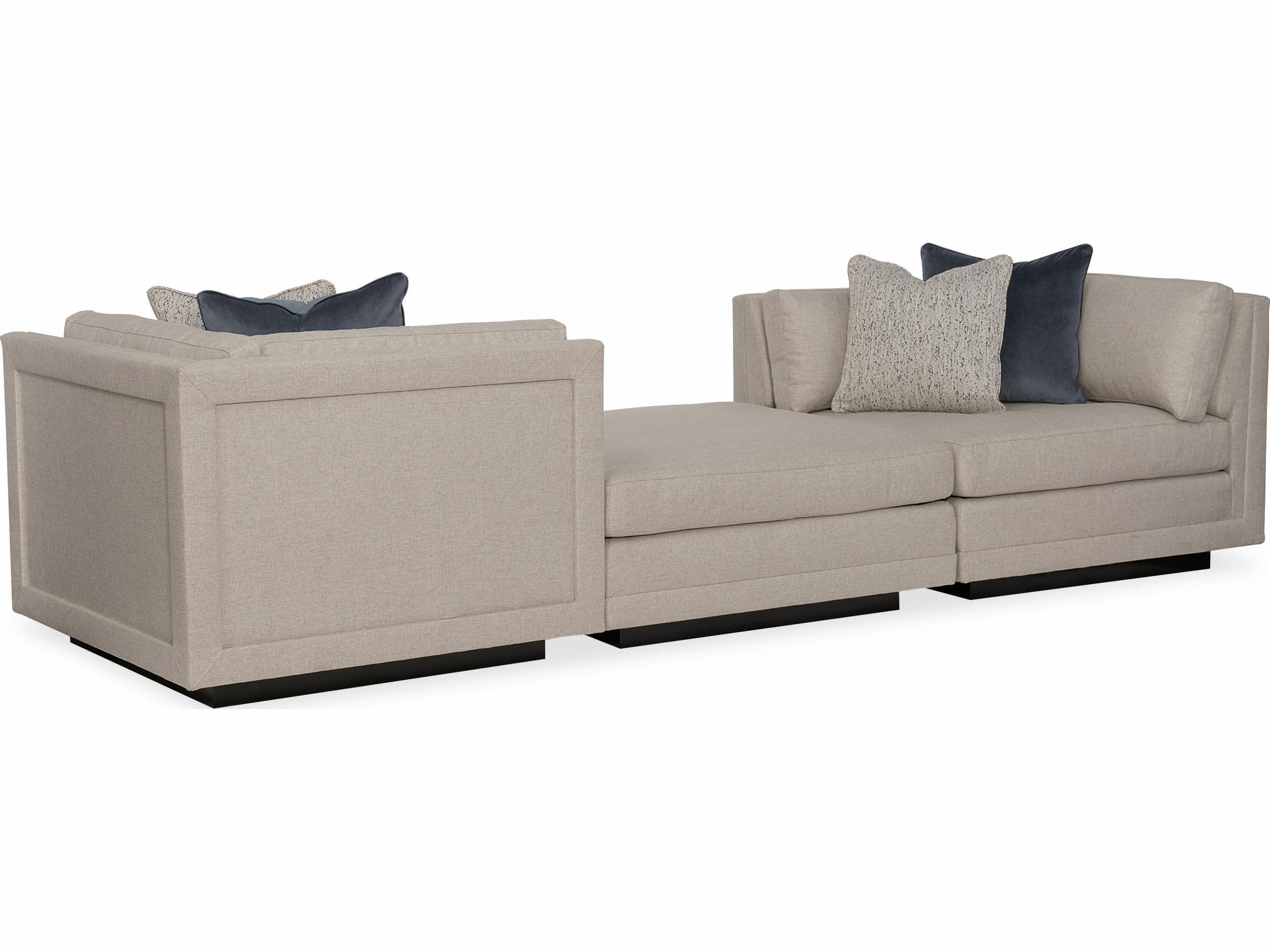 Caracole Fusion Plinth Base Modern Tete a Upholstered Sectional Sofa
