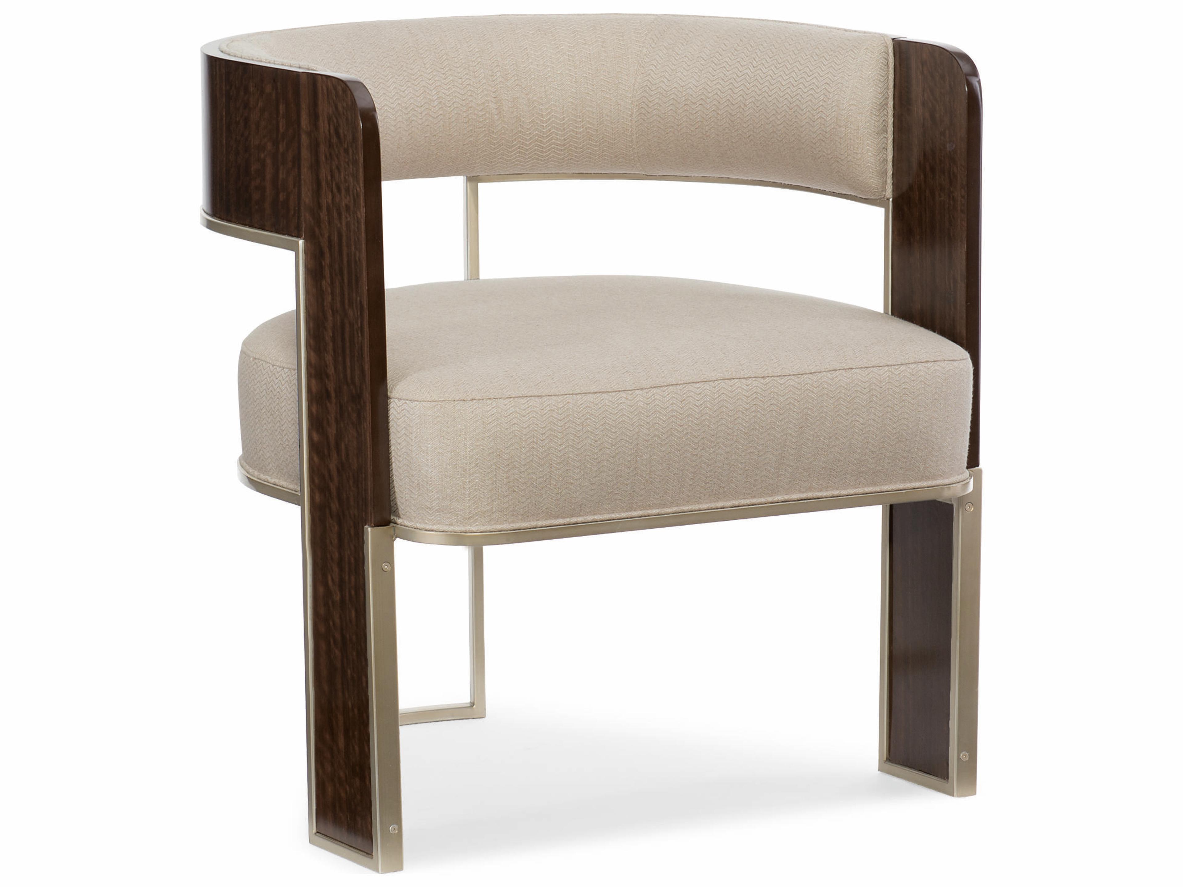 Caracole Streamline Streamliner Open Back Barrel Beige Fabric Accent Chair